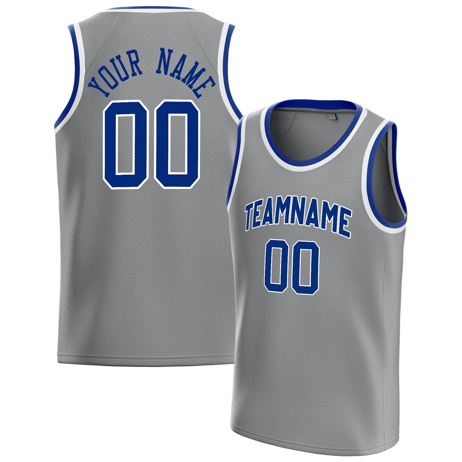 Custom Gray Royal Solid-Color Basketball Jersey