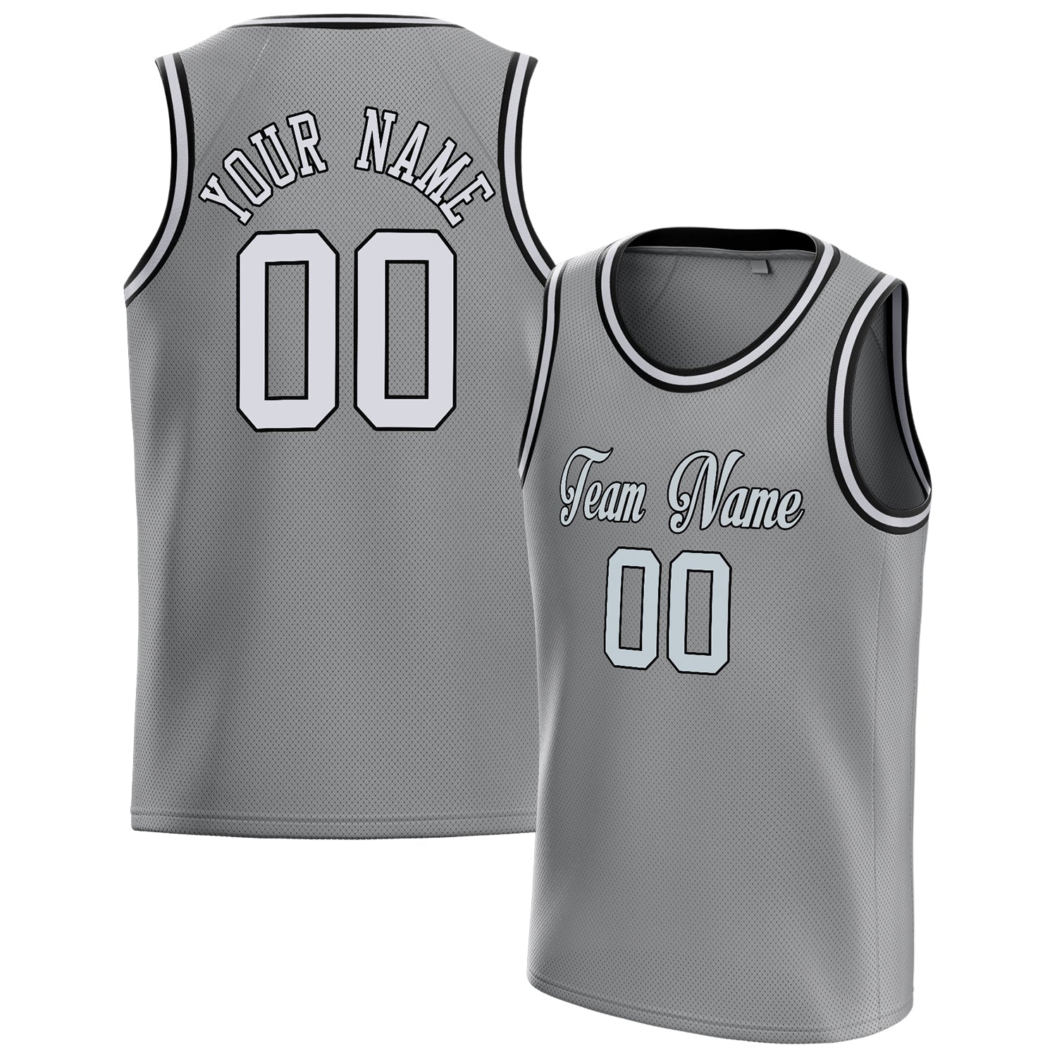 Custom Gray White Solid-Color Basketball Jersey