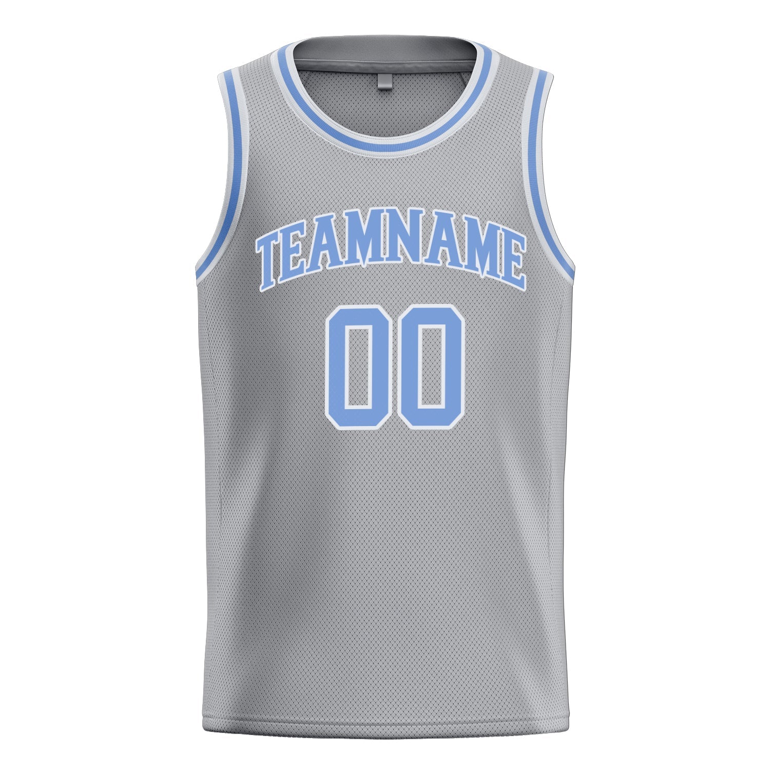 Custom Gray Light-Blue Solid-Color Basketball Jersey