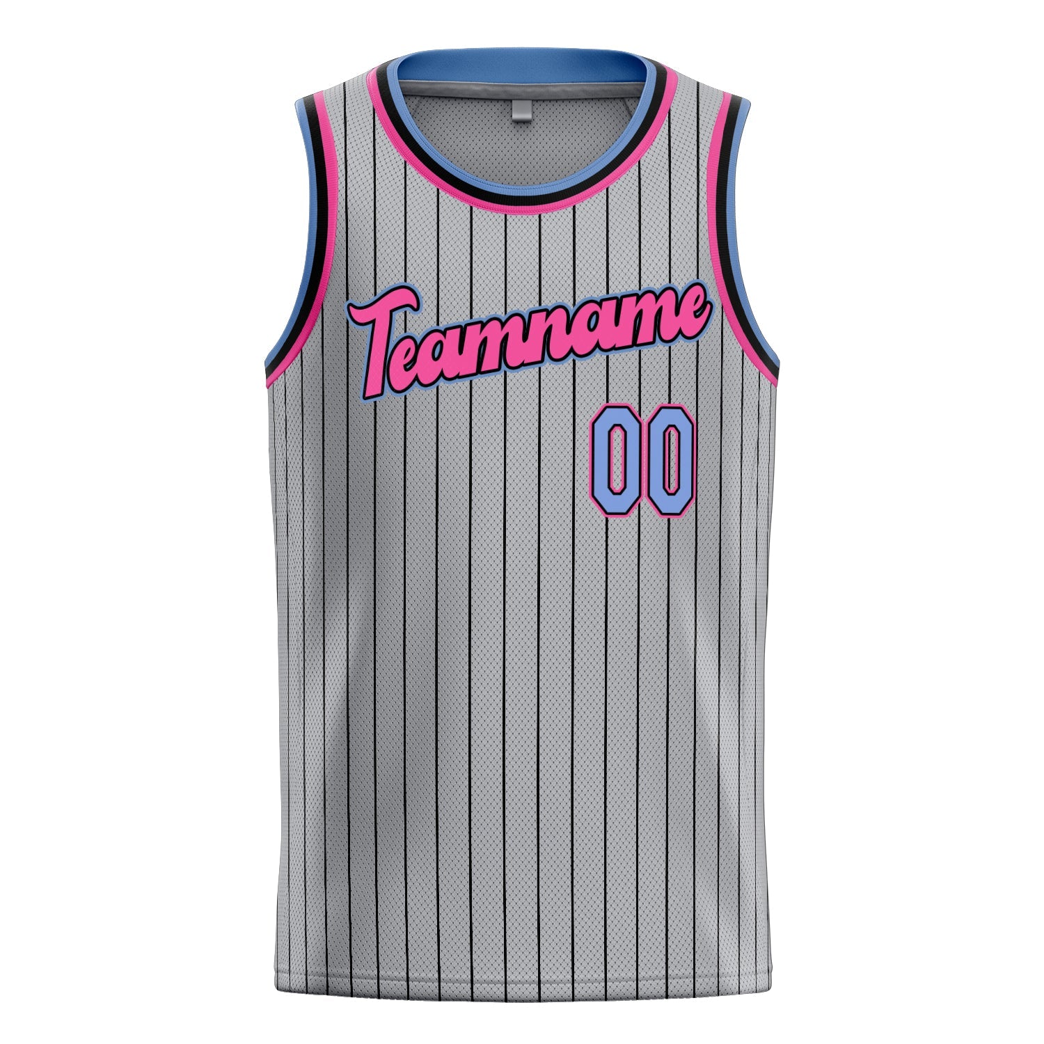 Custom Gray Light-Blue Solid-Color Basketball Jersey