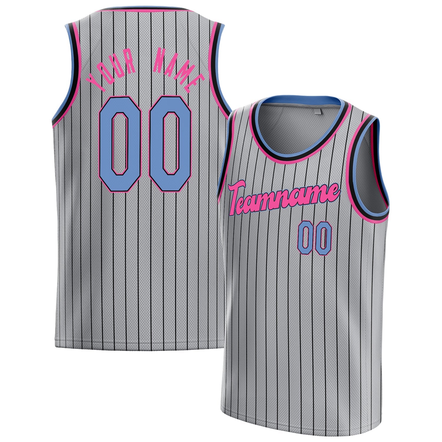 Custom Gray Light-Blue Solid-Color Basketball Jersey