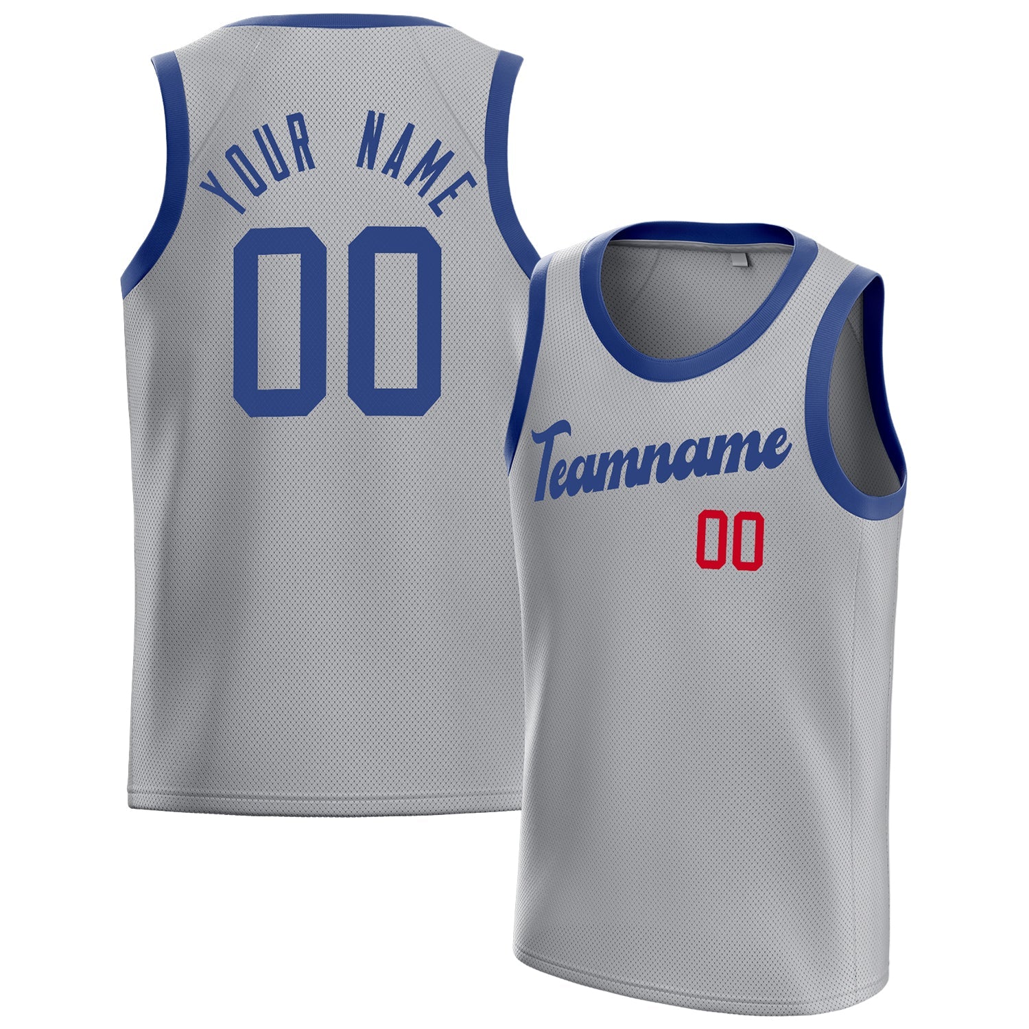 Custom Gray Royal Solid-Color Basketball Jersey