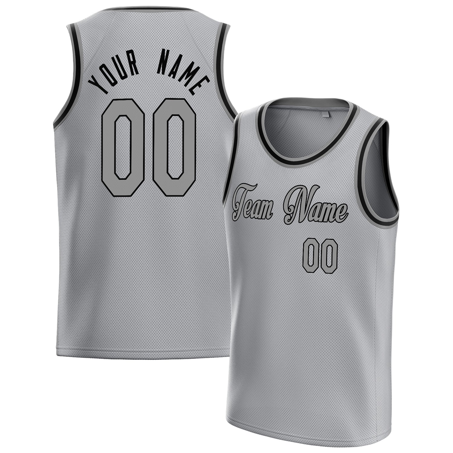 Custom Gray Black Solid-Color Basketball Jersey