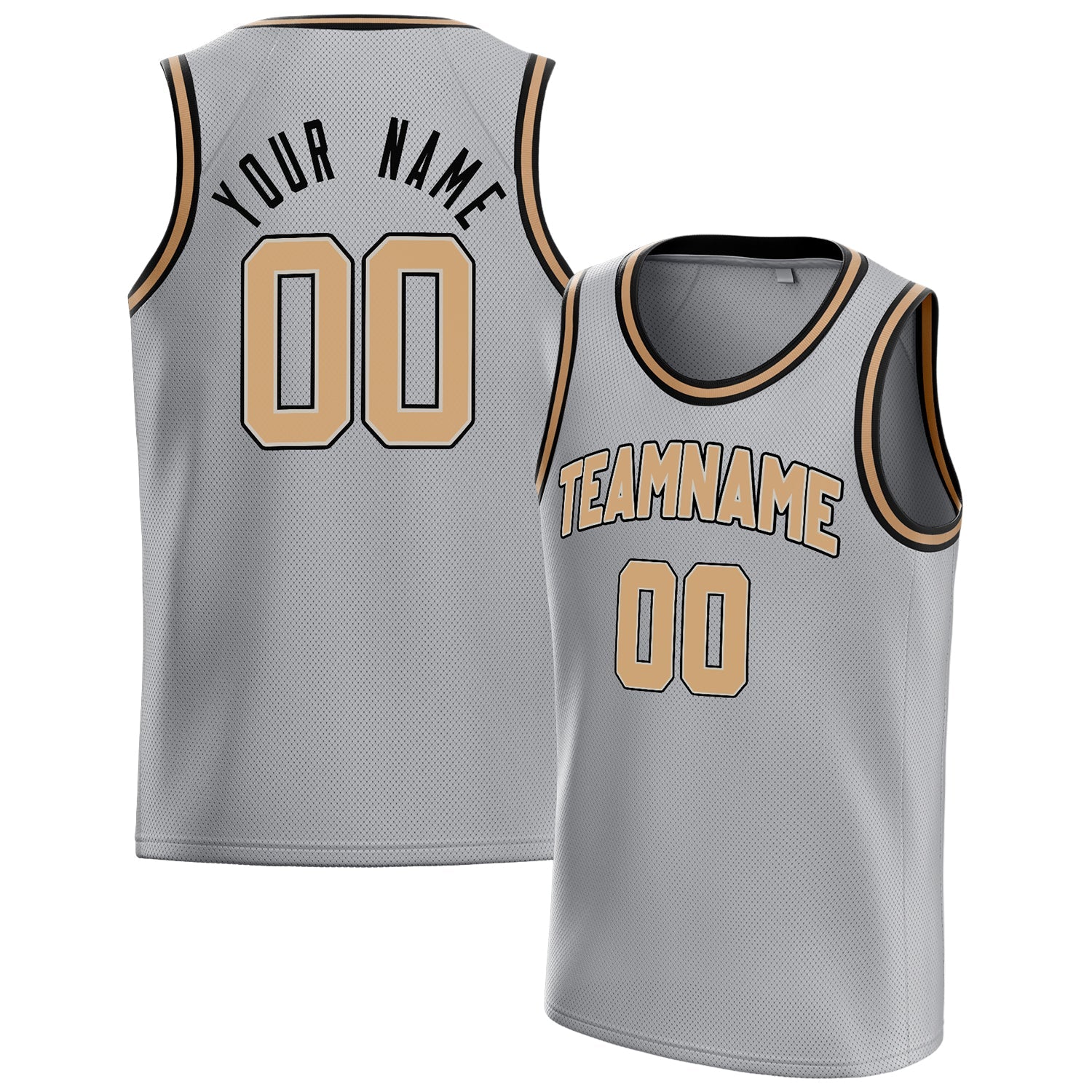 Custom Gray Old-Gold Solid-Color Basketball Jersey
