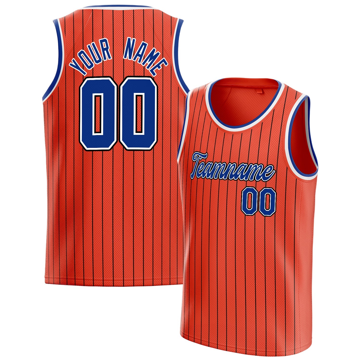 Custom Orange Royal Black-Pinstripe Basketball Jersey