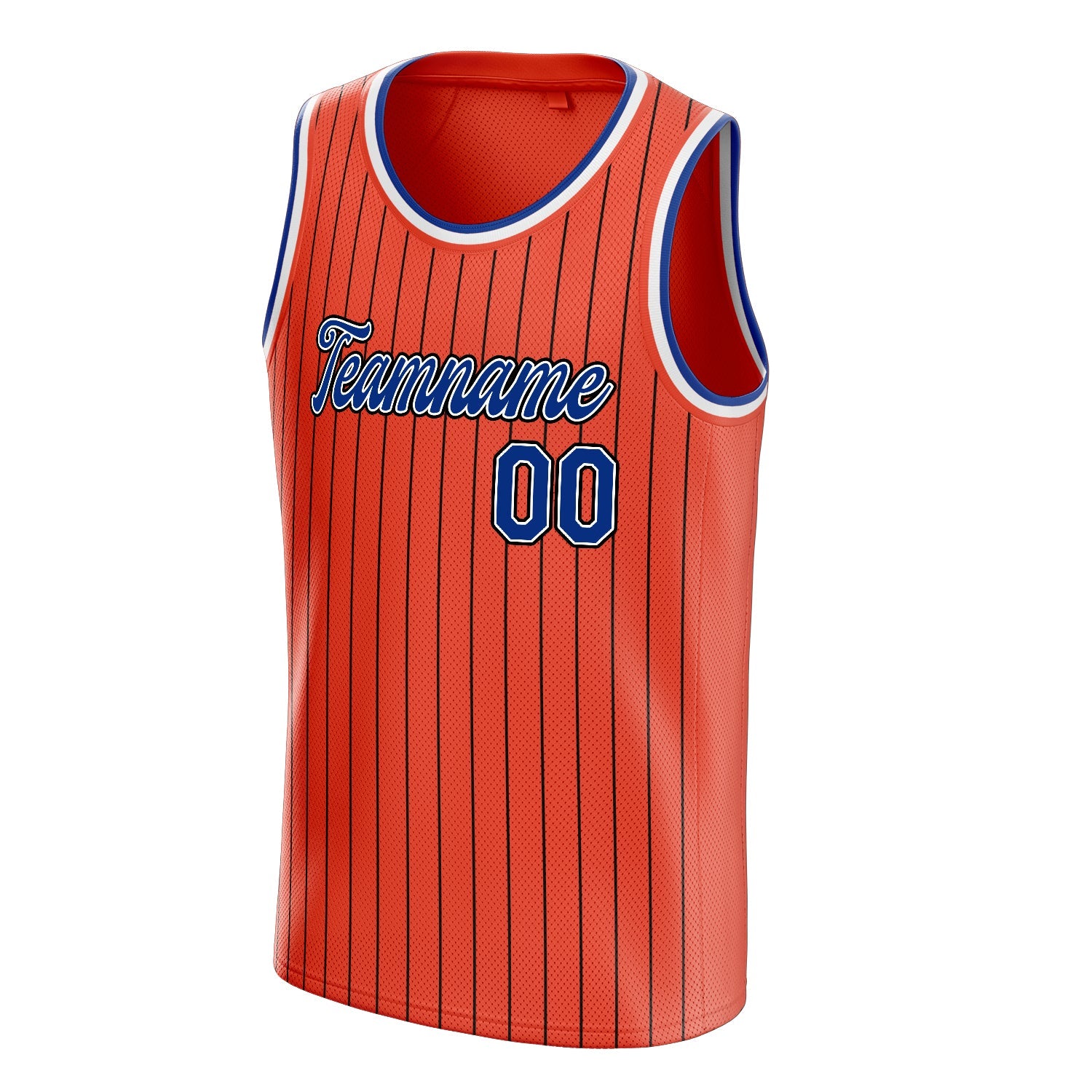 Custom Orange Royal Black-Pinstripe Basketball Jersey