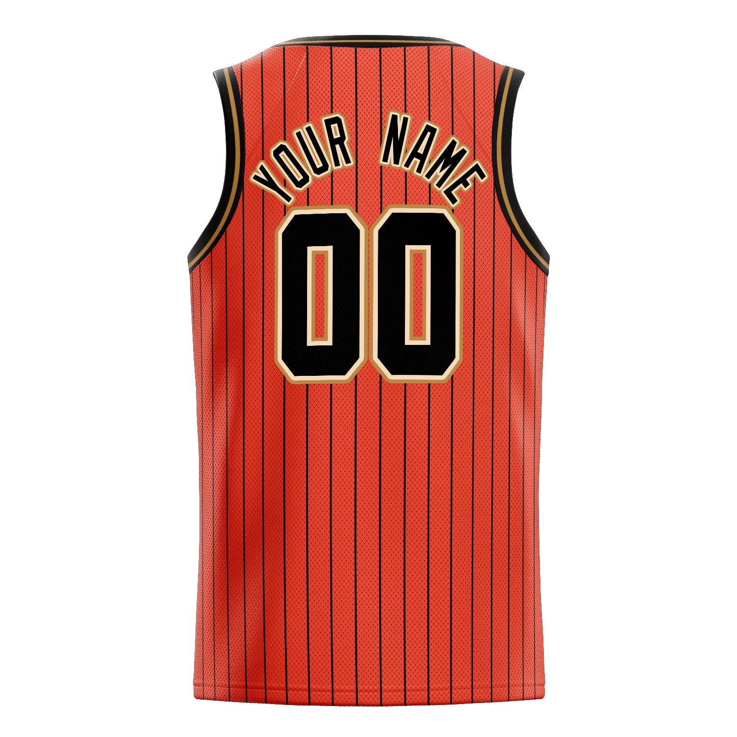 Custom Orange Black Black-Pinstripe Basketball Jersey