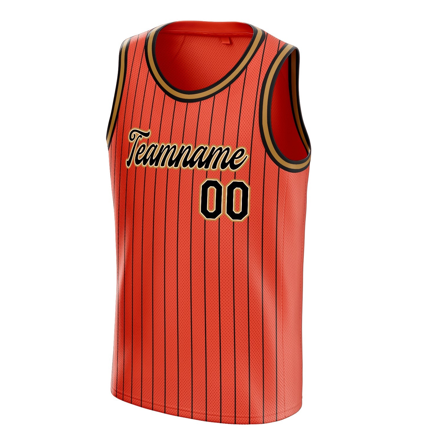 Custom Orange Black Black-Pinstripe Basketball Jersey