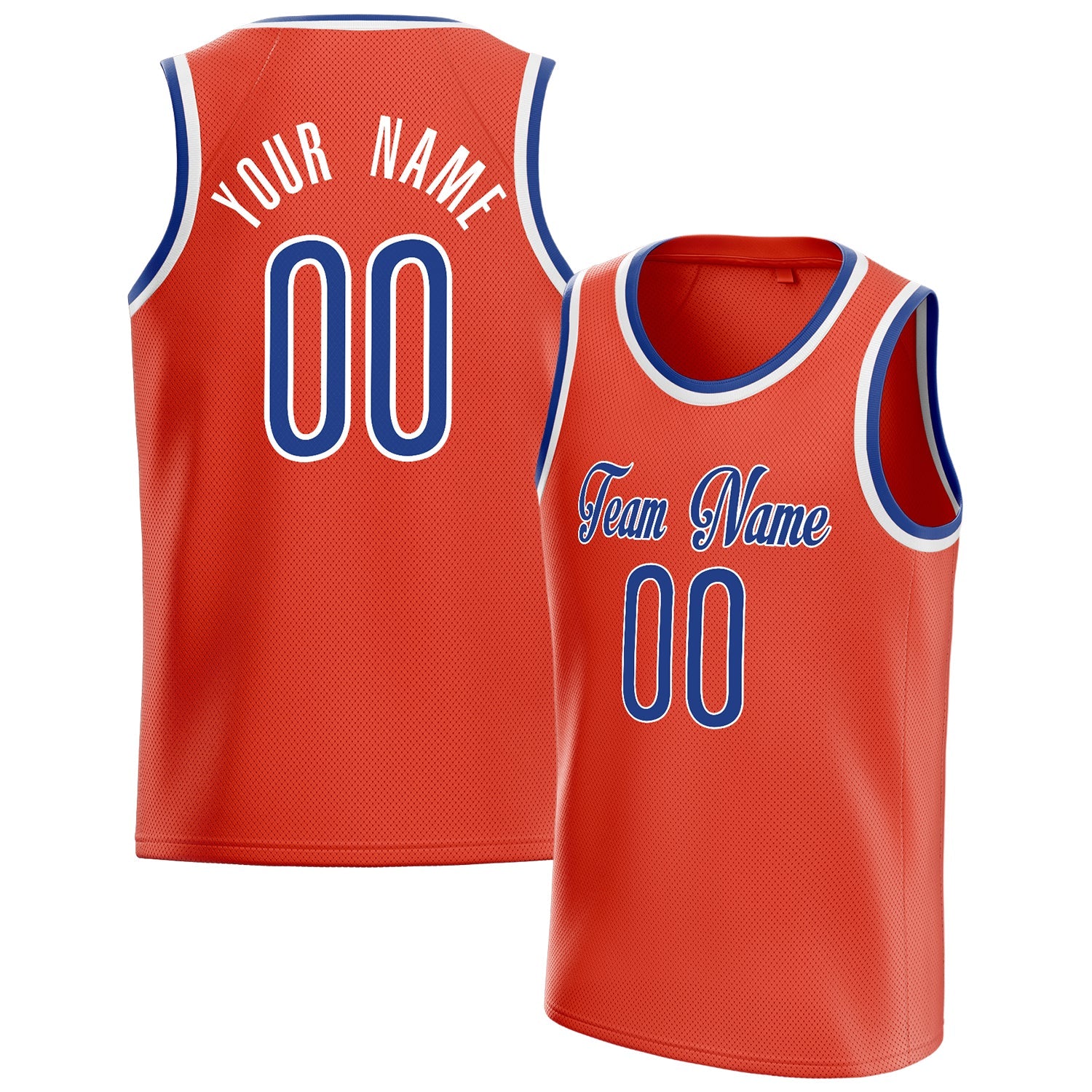 Custom Orange Royal Solid-Color Basketball Jersey