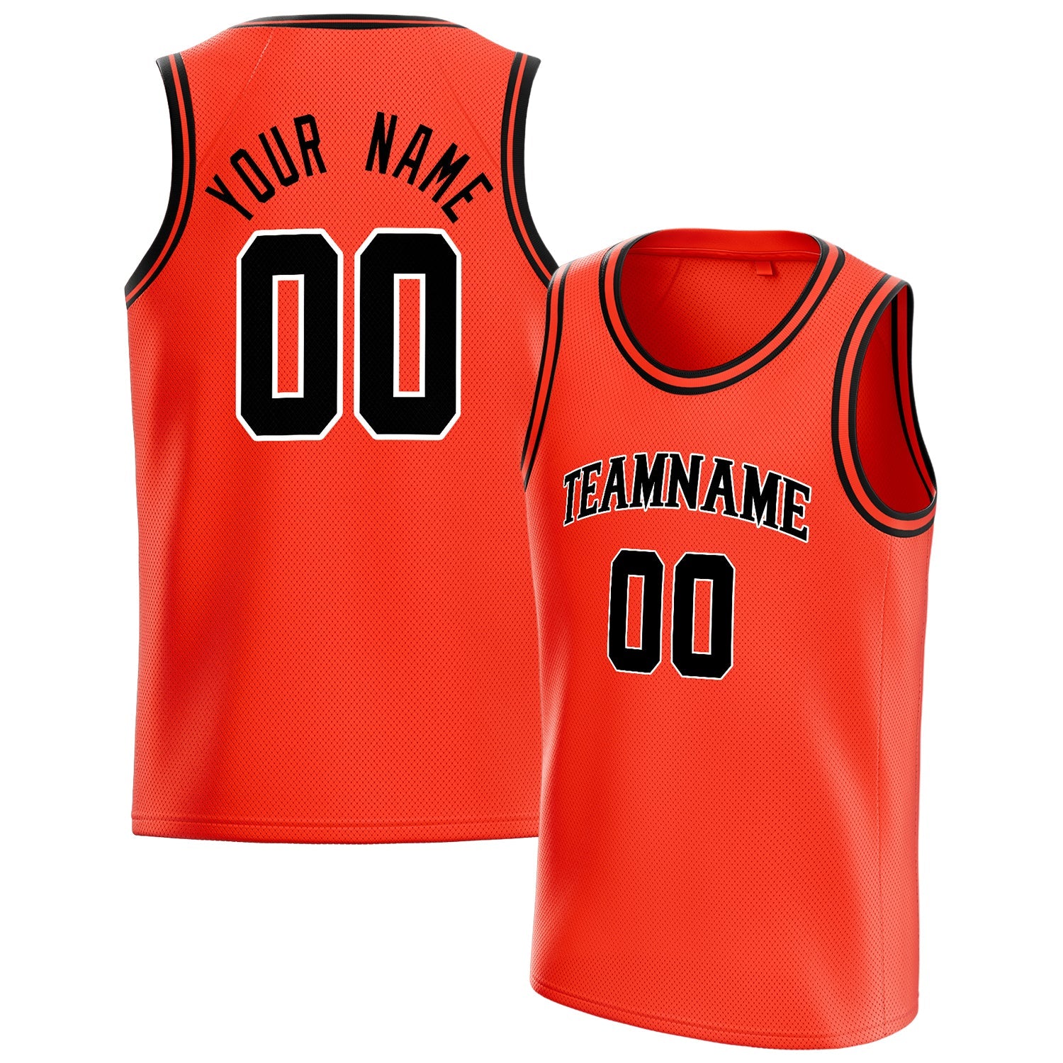 Custom Orange Black Solid-Color Basketball Jersey