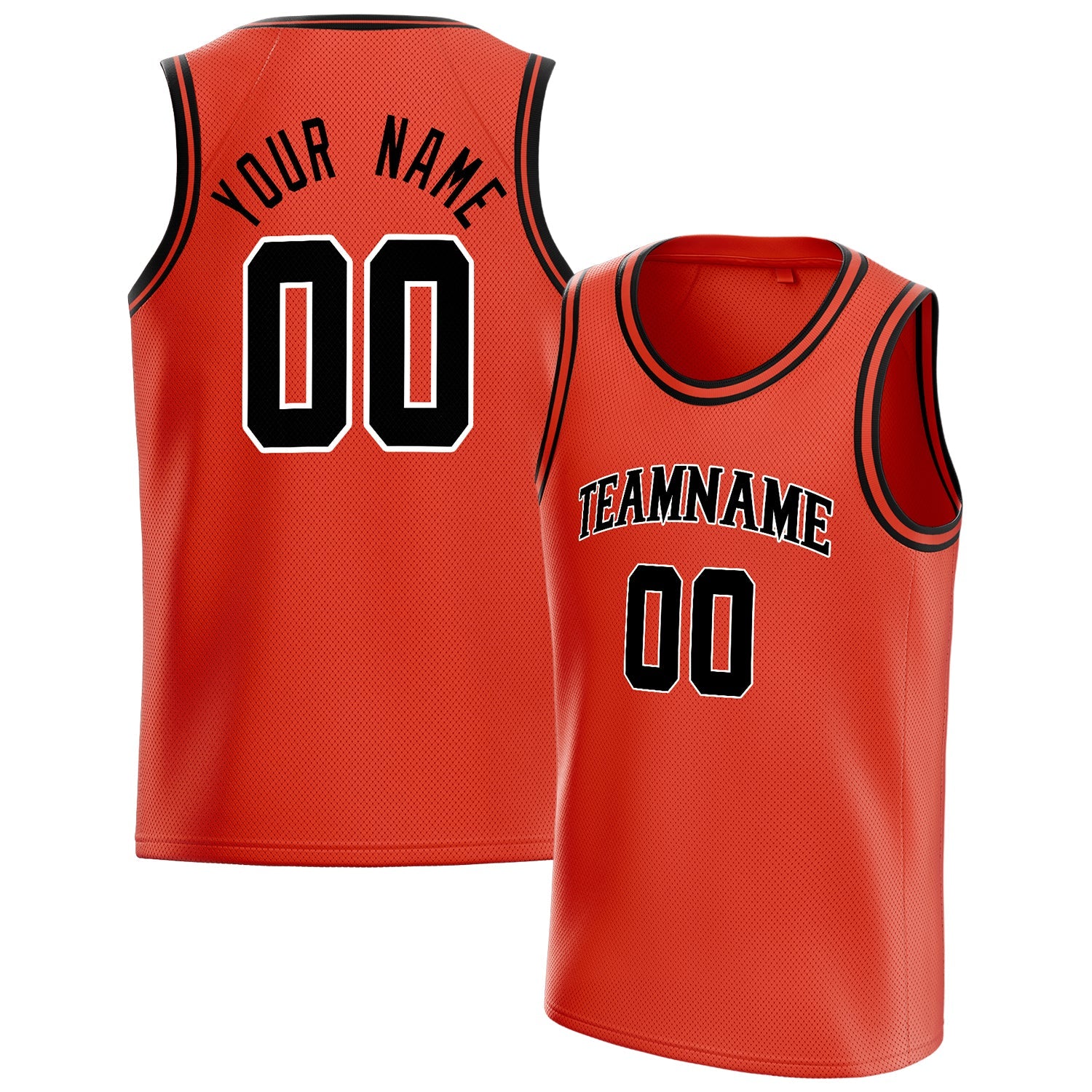Custom Orange Black Solid-Color Basketball Jersey