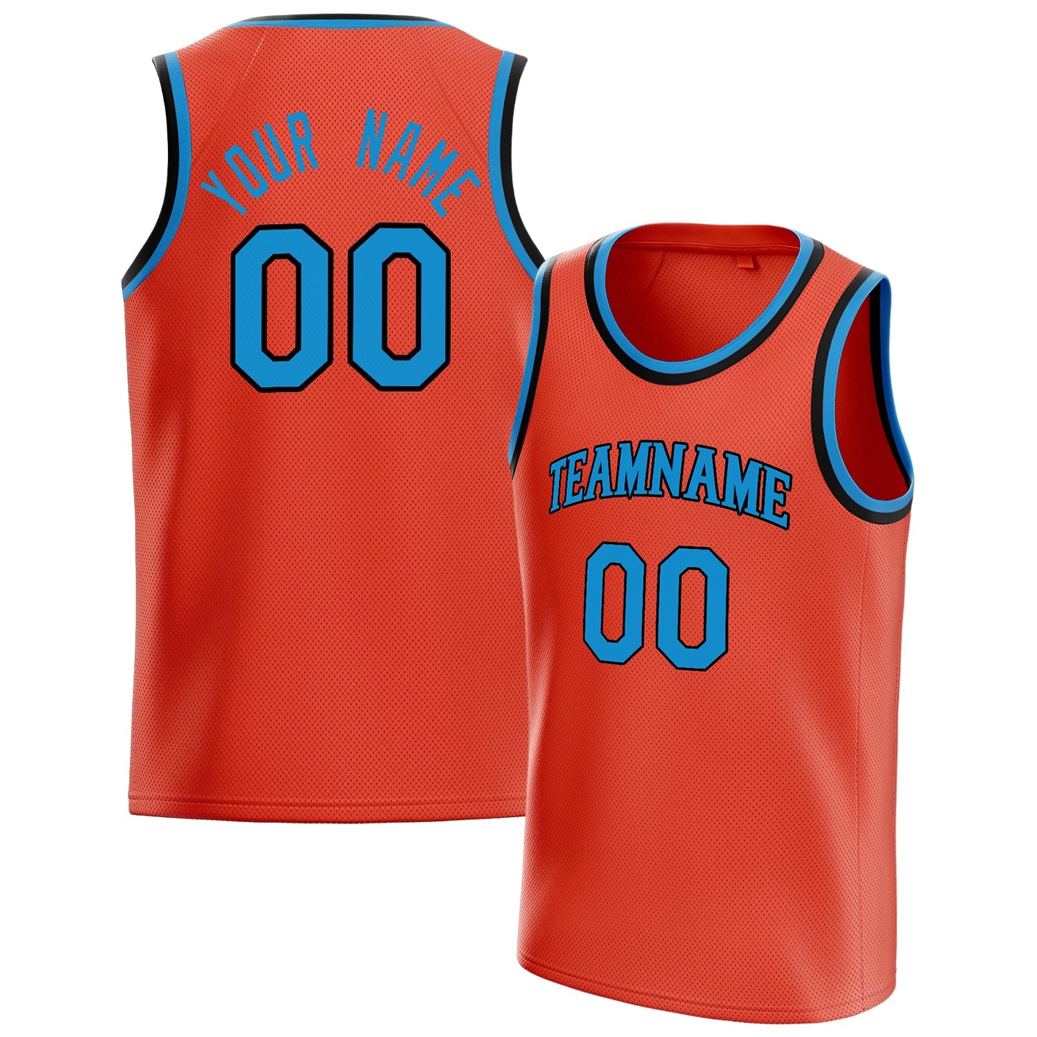 Custom Orange Blue Solid-Color Basketball Jersey
