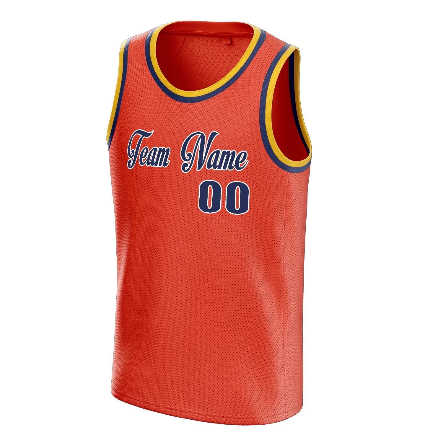 Custom Orange Navy Solid-Color Basketball Jersey