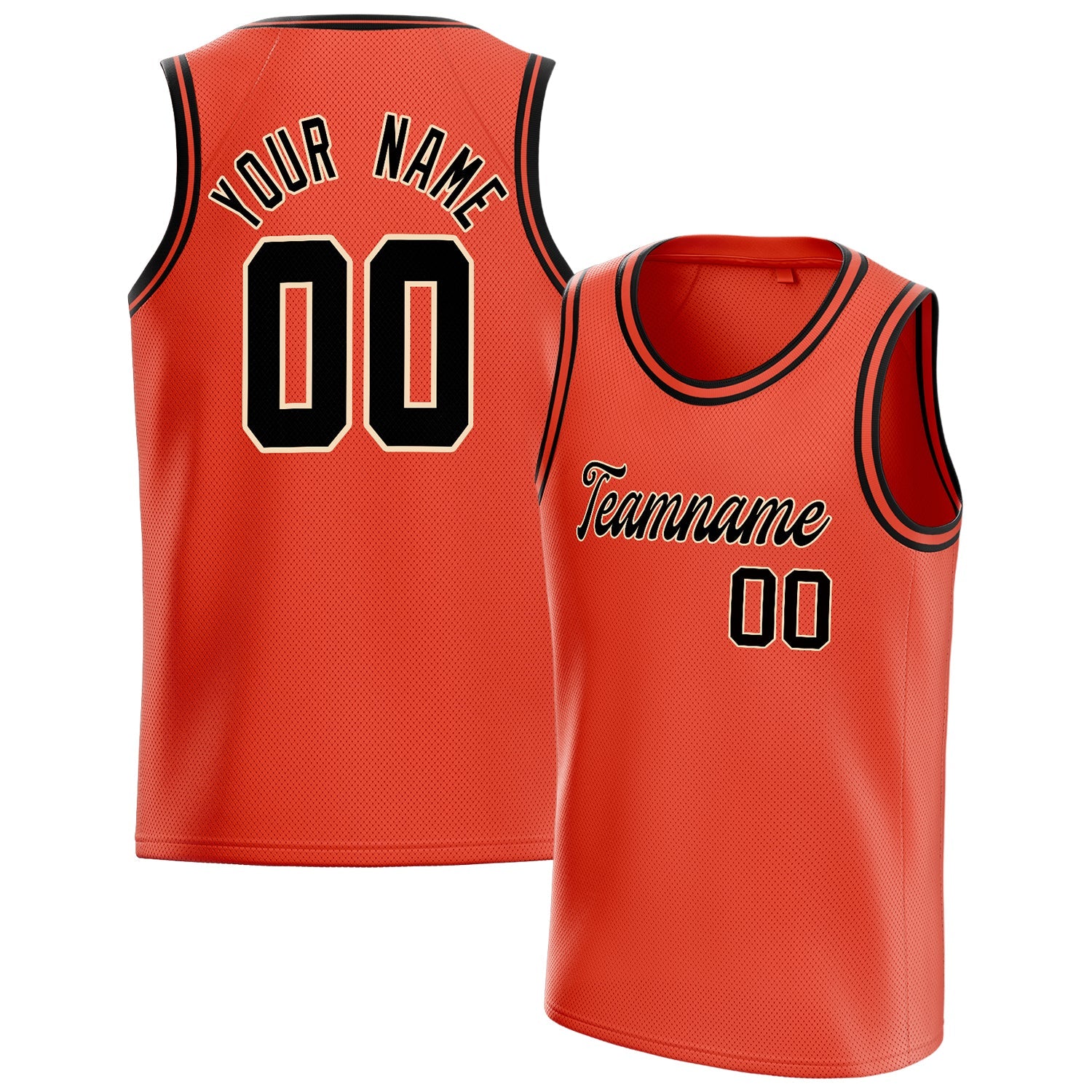 Custom Orange Black Solid-Color Basketball Jersey