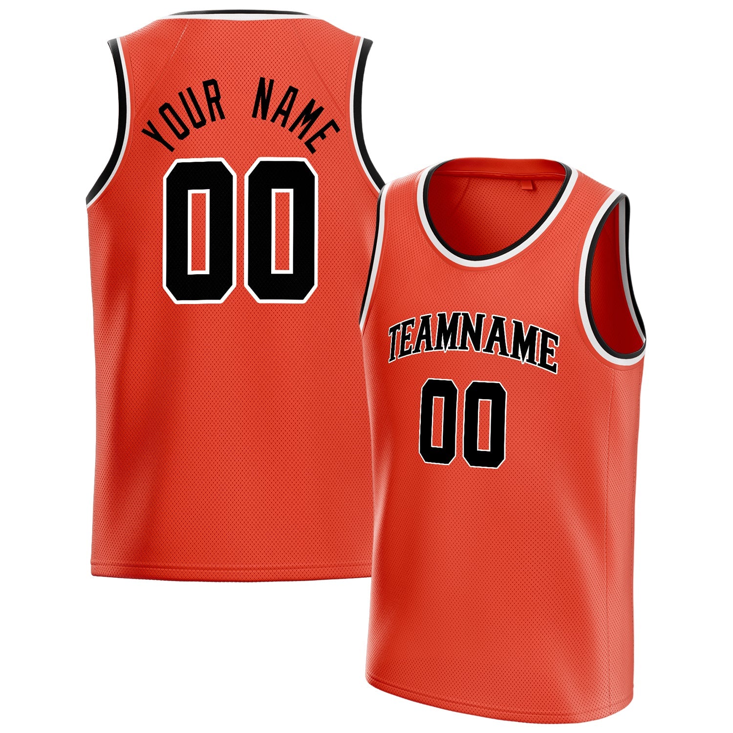 Custom Orange Black Solid-Color Basketball Jersey
