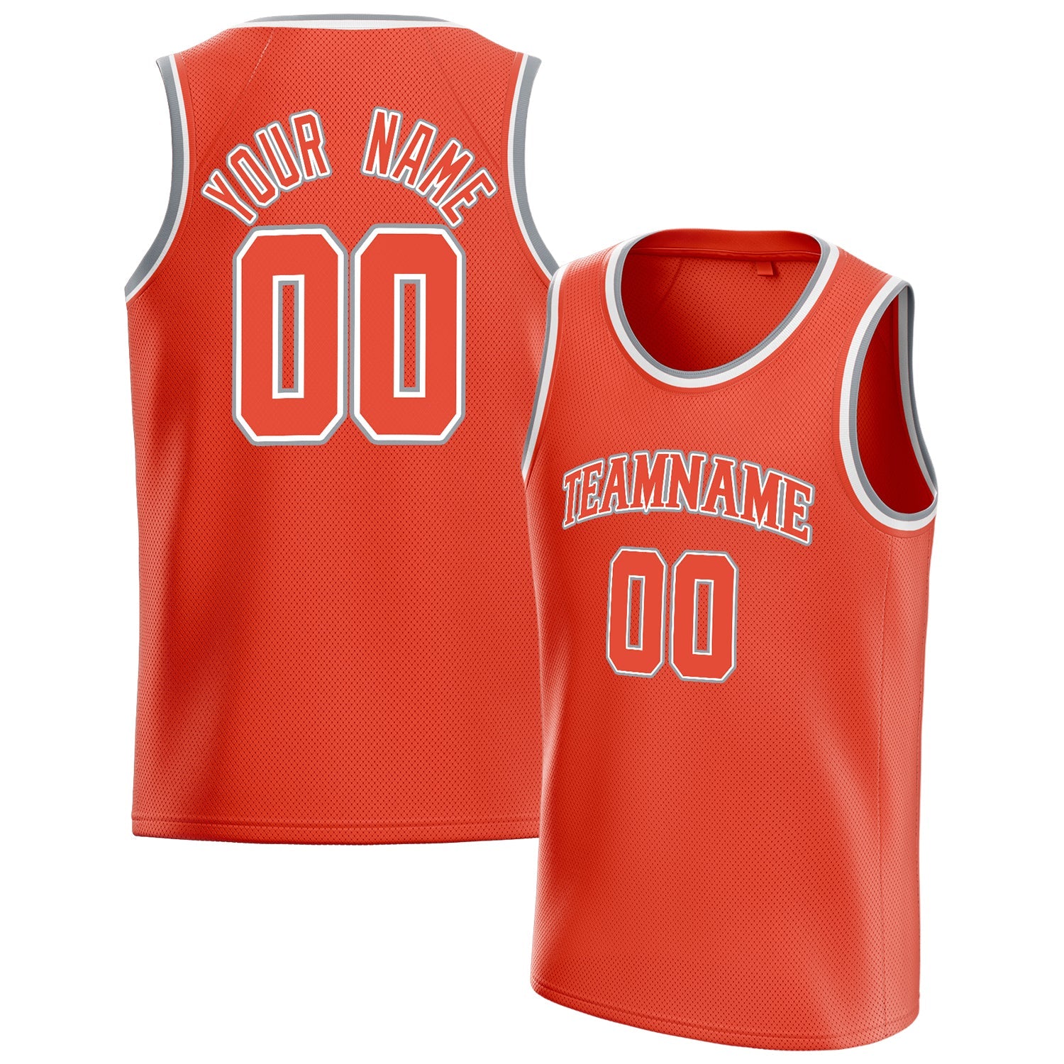 Custom Orange White Solid-Color Basketball Jersey