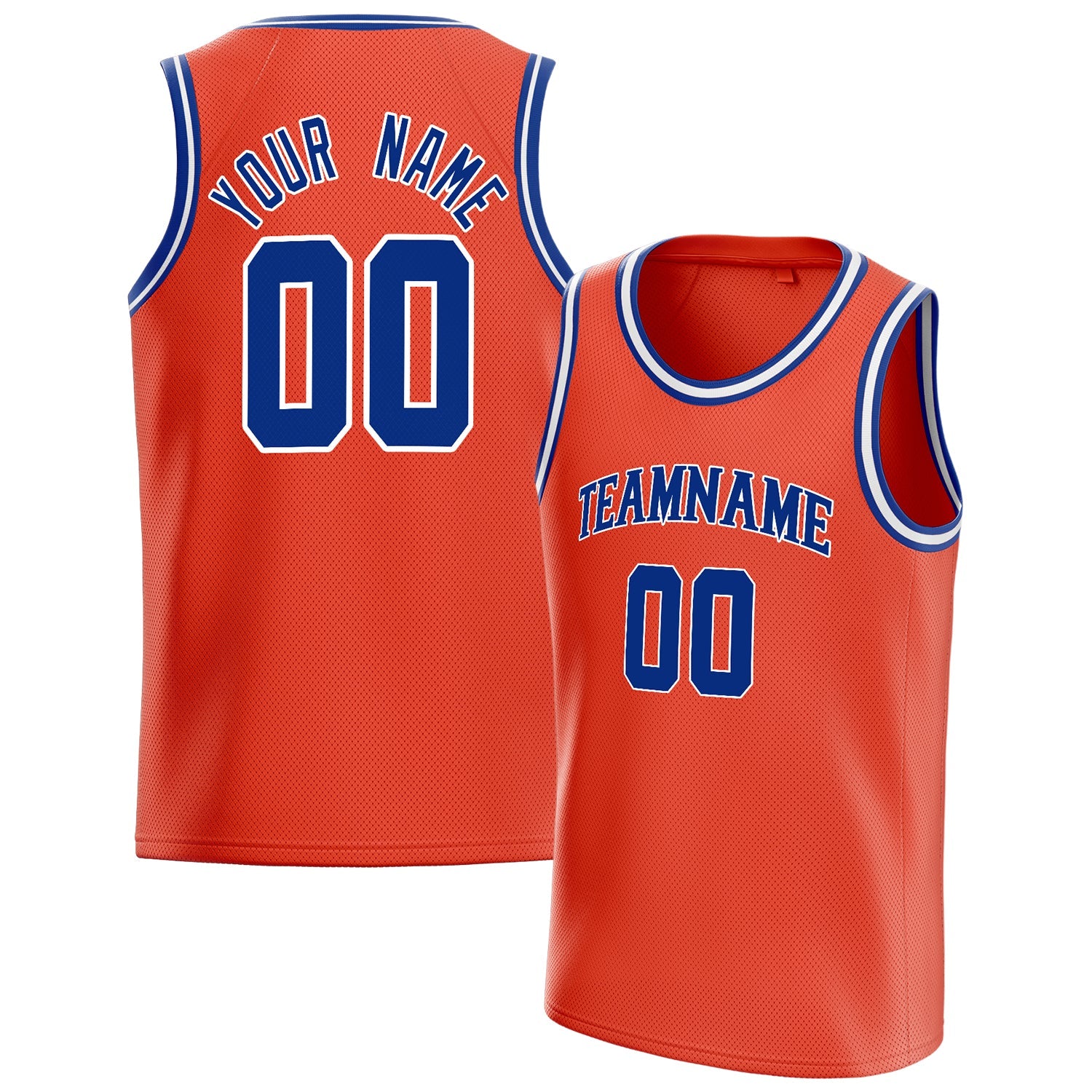 Custom Orange Royal Solid-Color Basketball Jersey