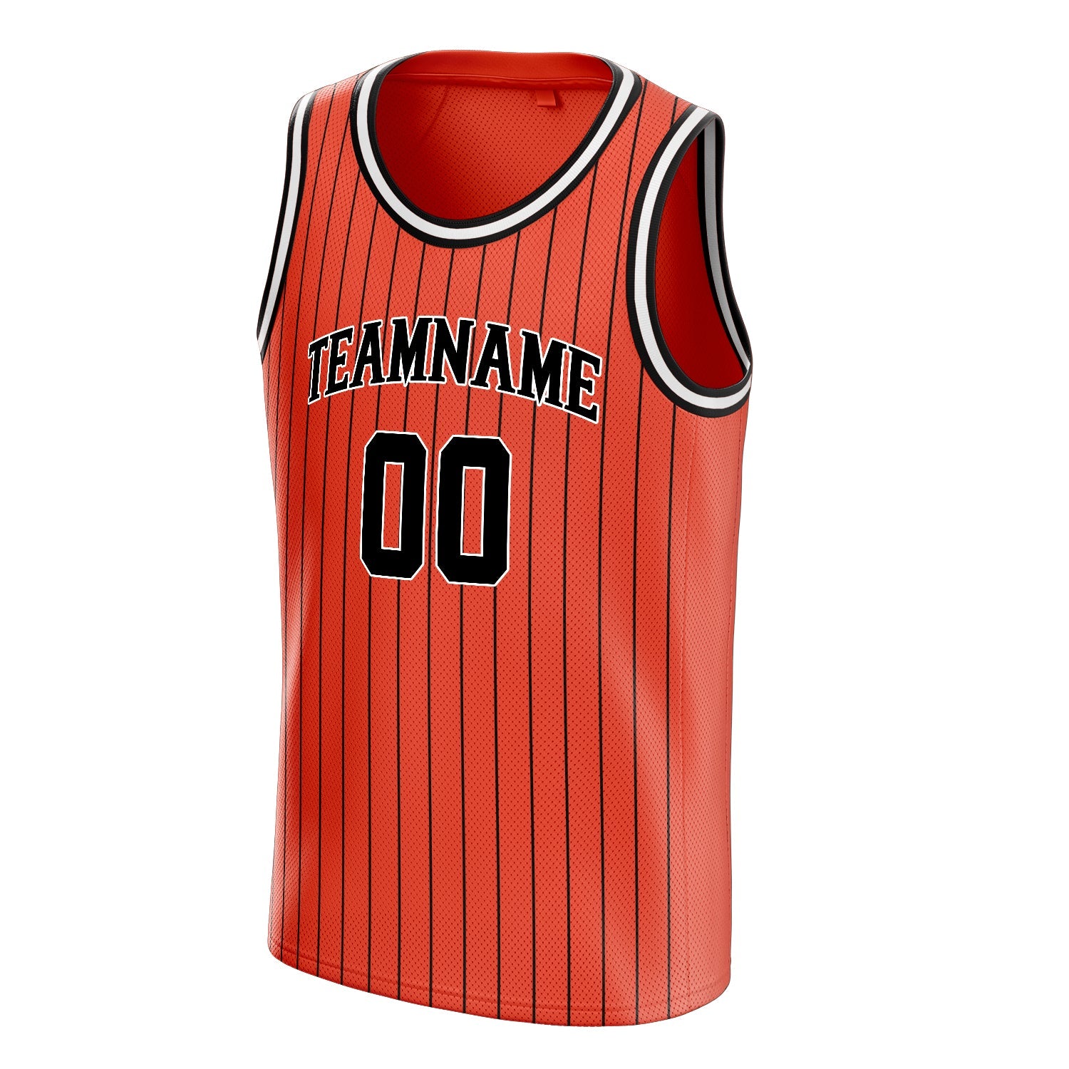 Custom Orange Black Black-Pinstripe Basketball Jersey