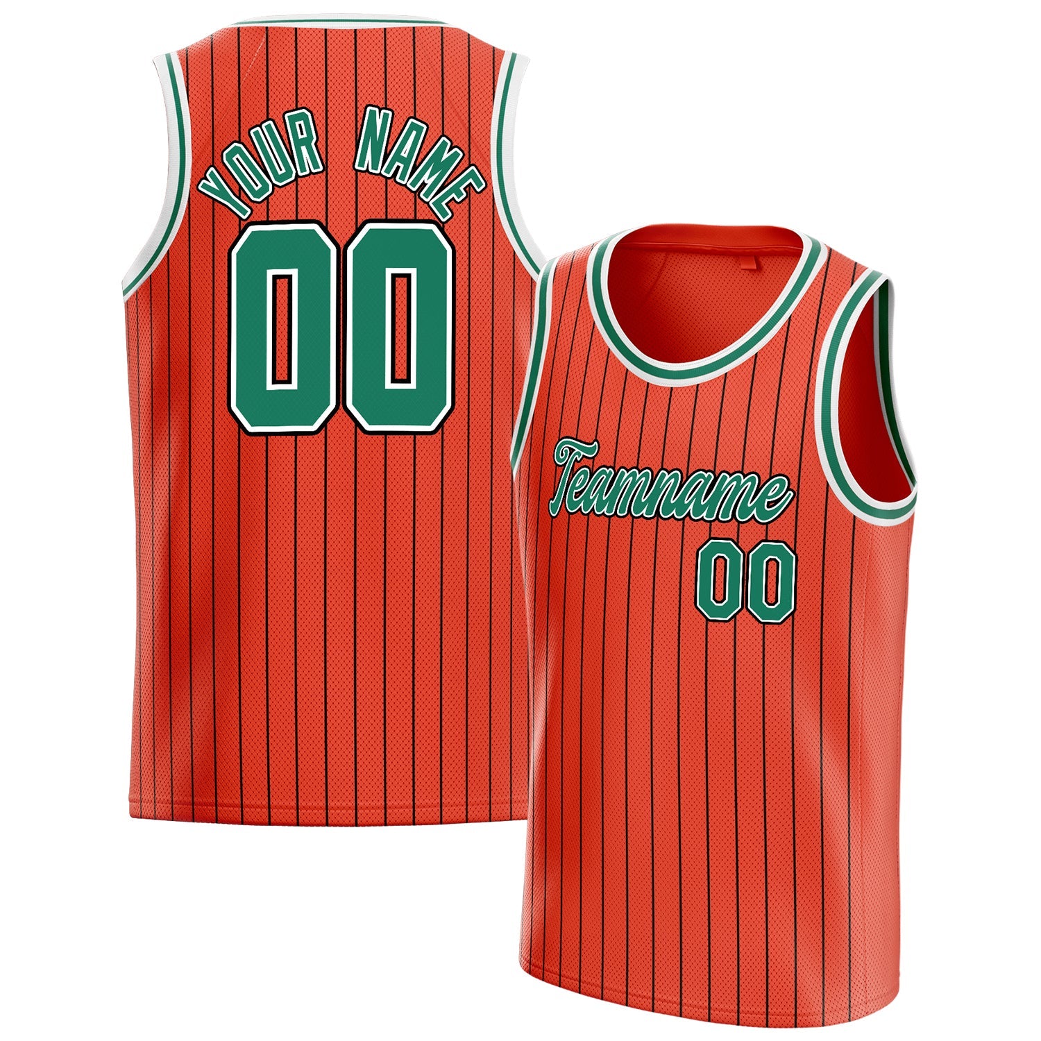 Custom Orange Kelly-Green Black-Pinstripe Basketball Jersey