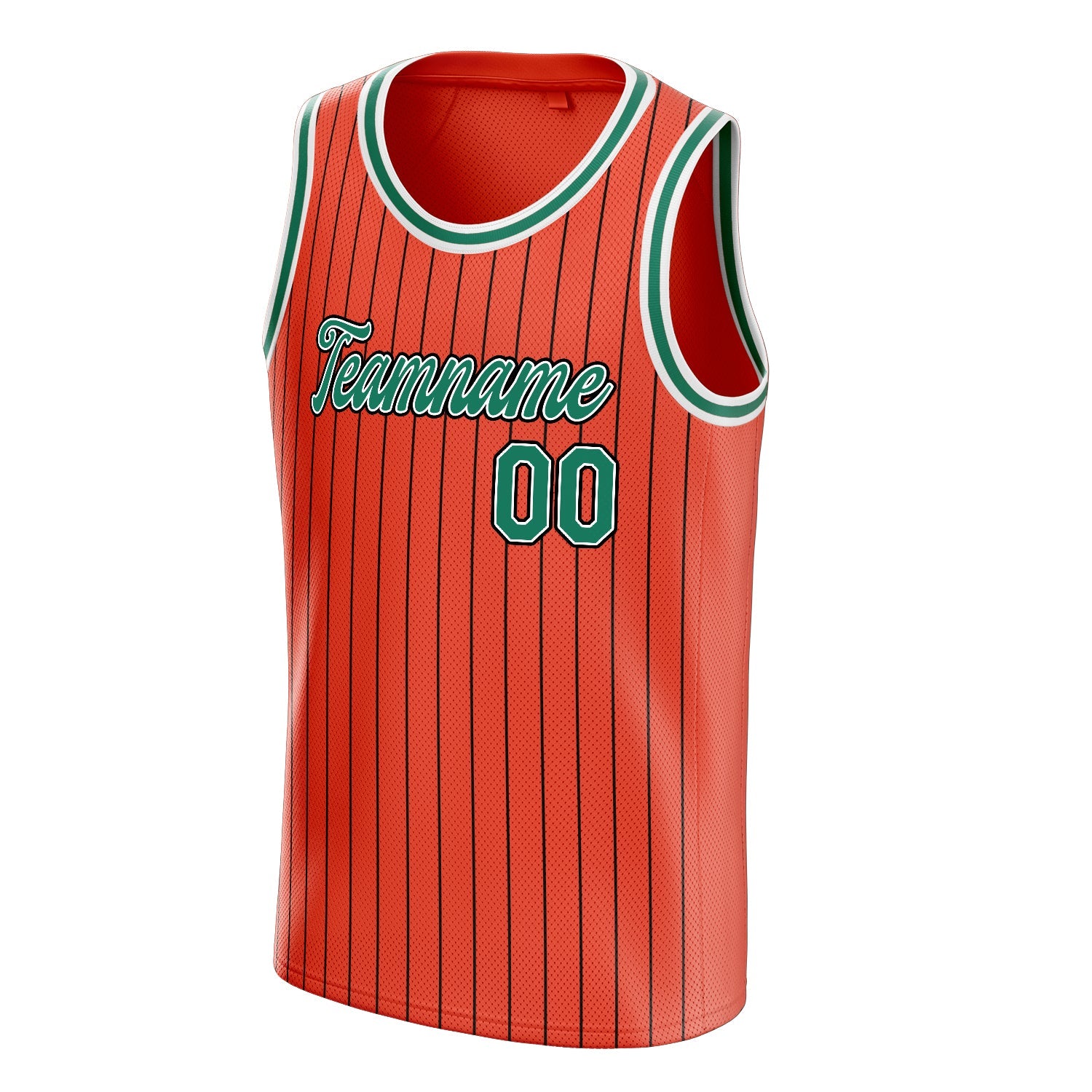 Custom Orange Kelly-Green Black-Pinstripe Basketball Jersey