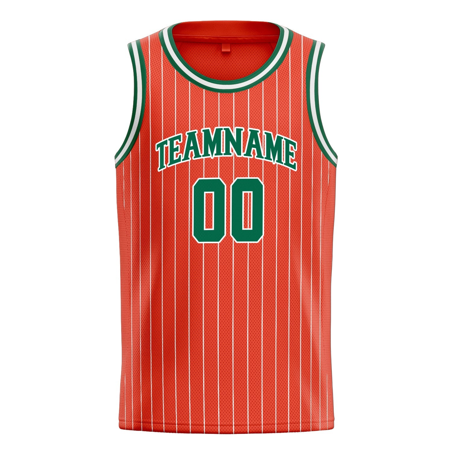 Custom Orange Kelly-Green White-Pinstripe Basketball Jersey