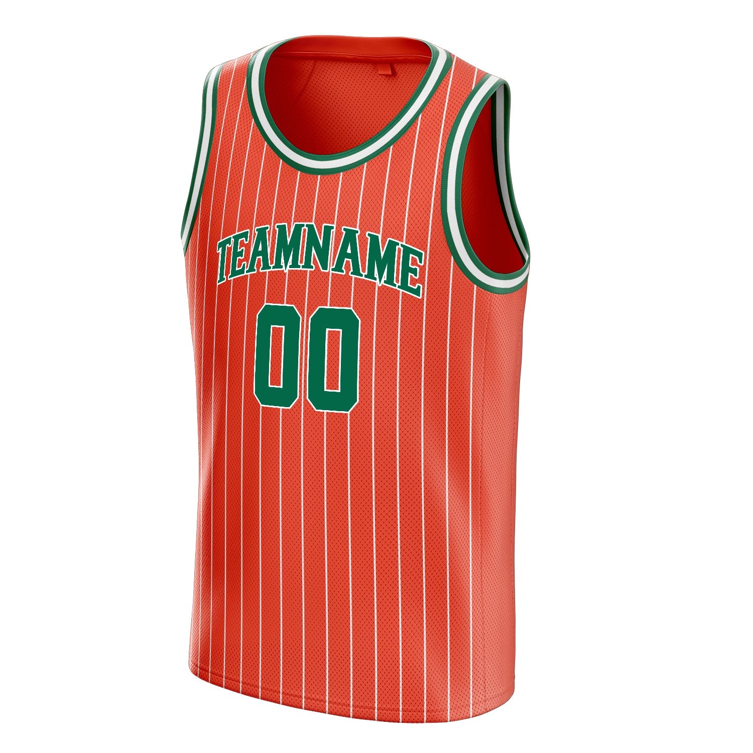 Custom Orange Kelly-Green White-Pinstripe Basketball Jersey