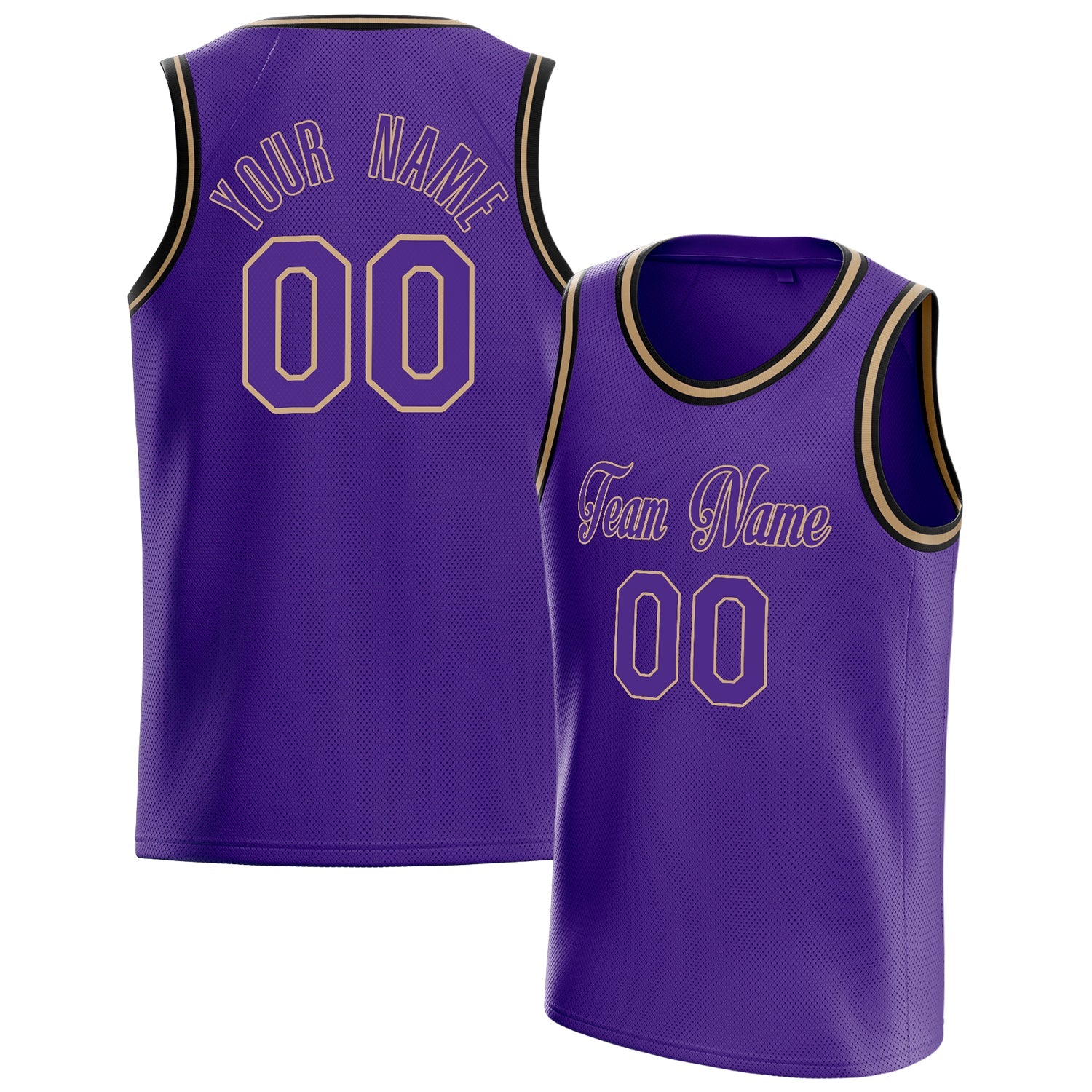 Custom Purple Old-Gold White-Pinstripe Basketball Jersey