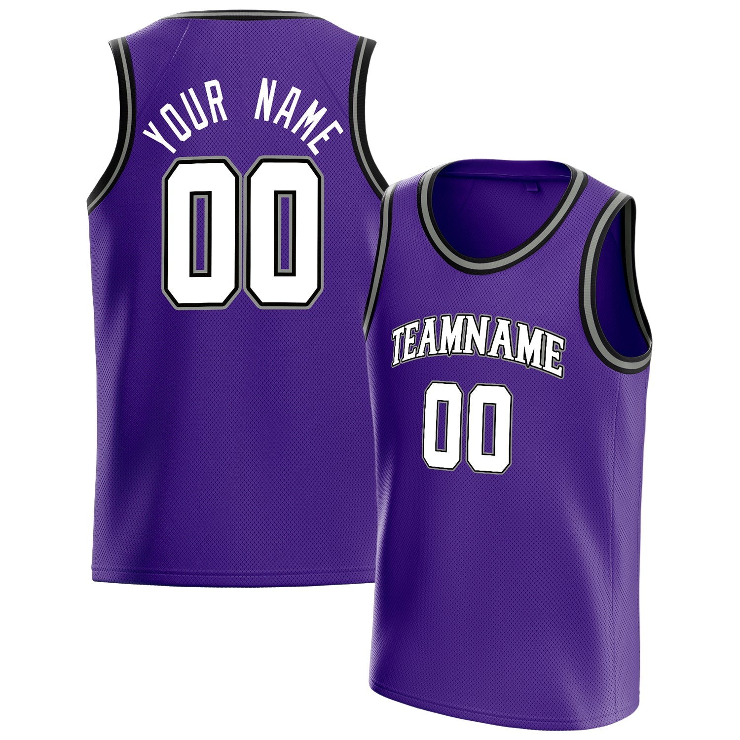 Custom Purple White White-Pinstripe Basketball Jersey