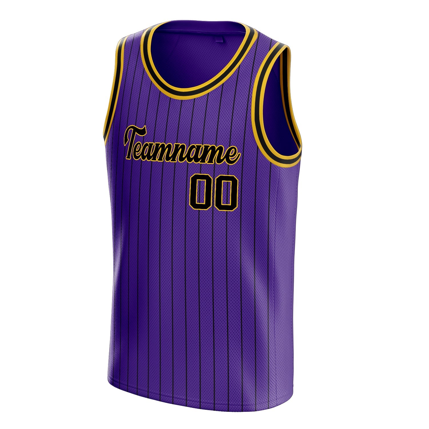 Custom Purple Black Black-Pinstripe Basketball Jersey