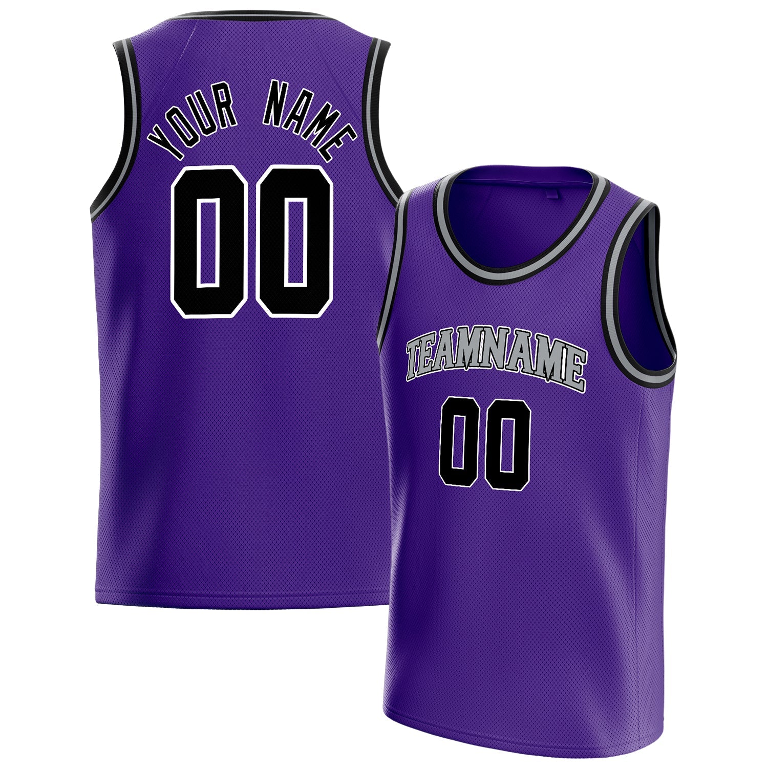 Custom Purple Black White-Pinstripe Basketball Jersey