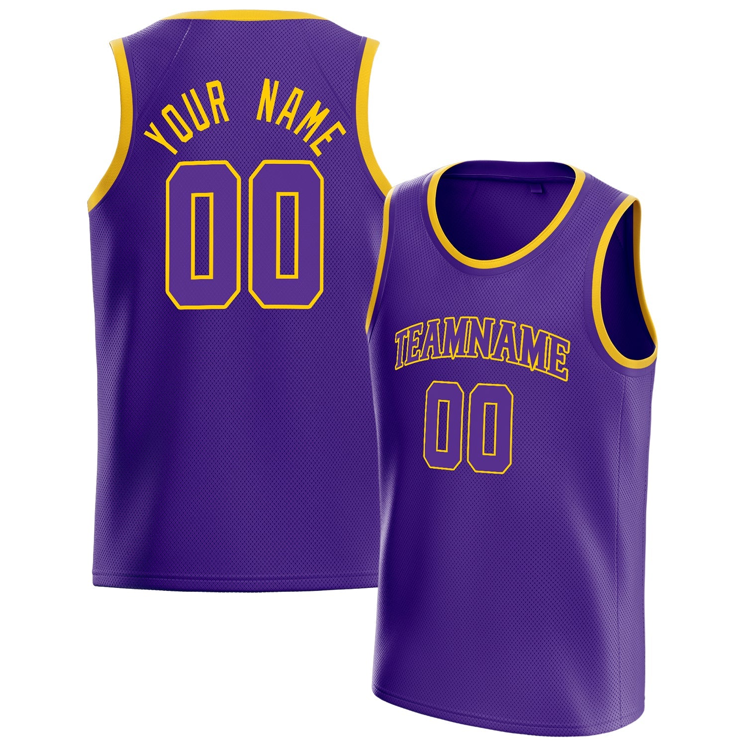 Custom Purple Gold White-Pinstripe Basketball Jersey