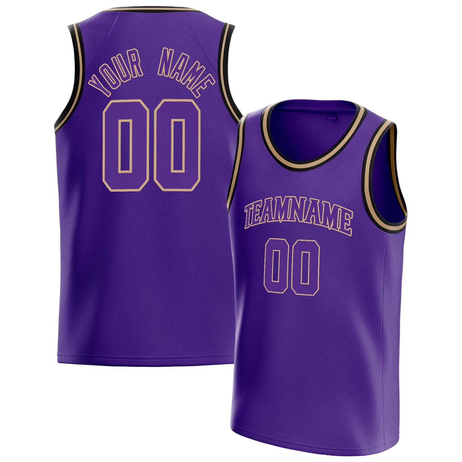 Custom Purple Old-Gold White-Pinstripe Basketball Jersey