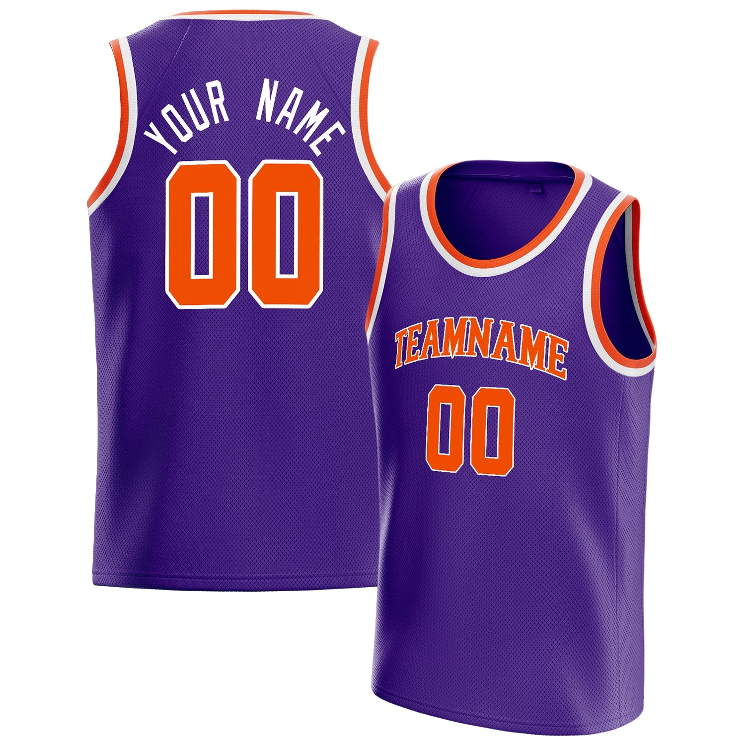 Custom Purple Orange White-Pinstripe Basketball Jersey