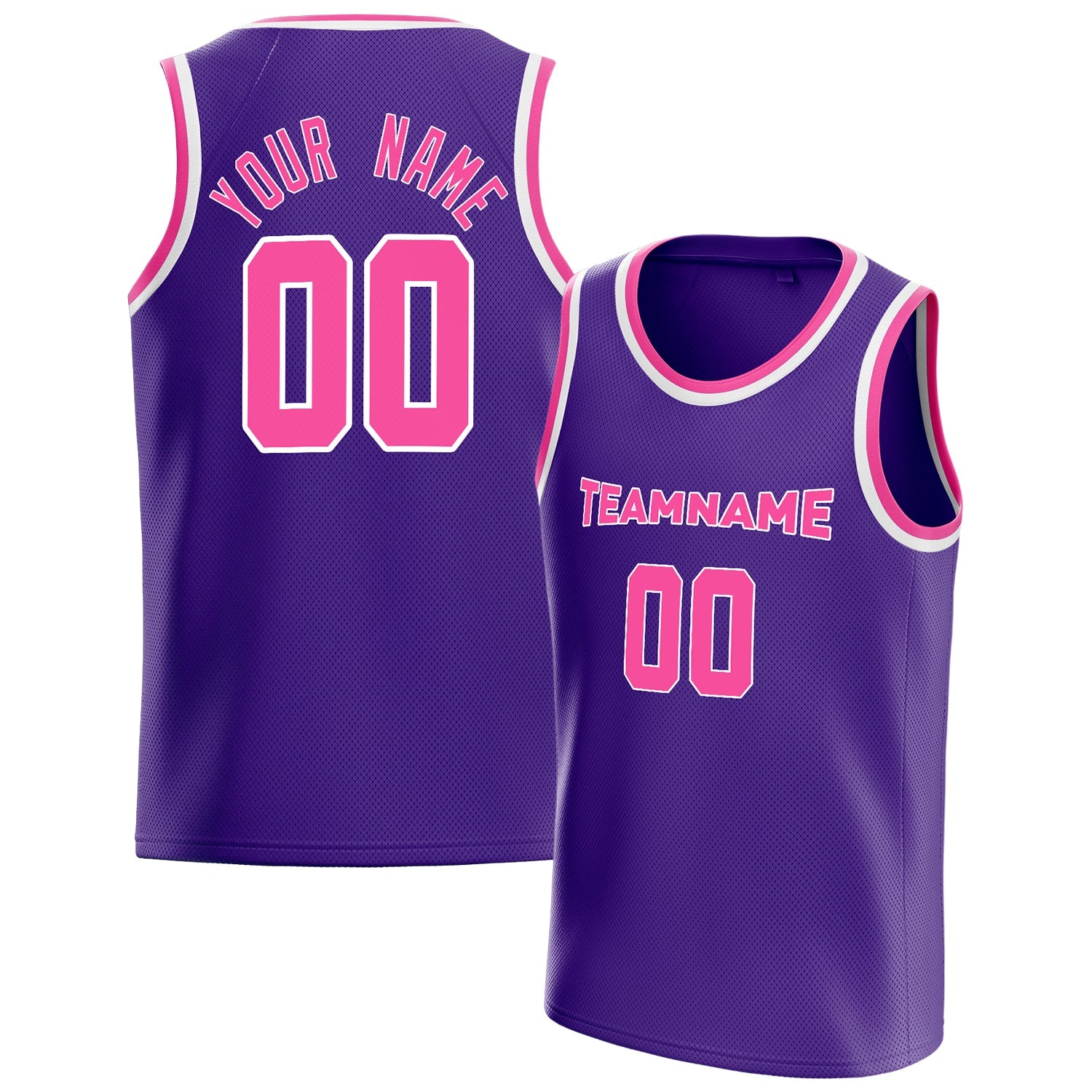Custom Purple Pink White-Pinstripe Basketball Jersey