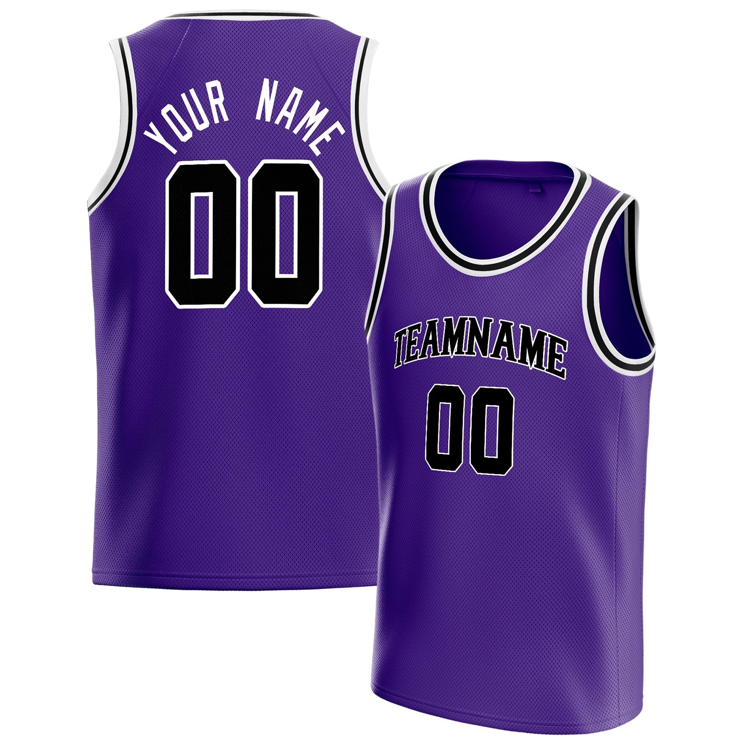 Custom Purple Black White-Pinstripe Basketball Jersey