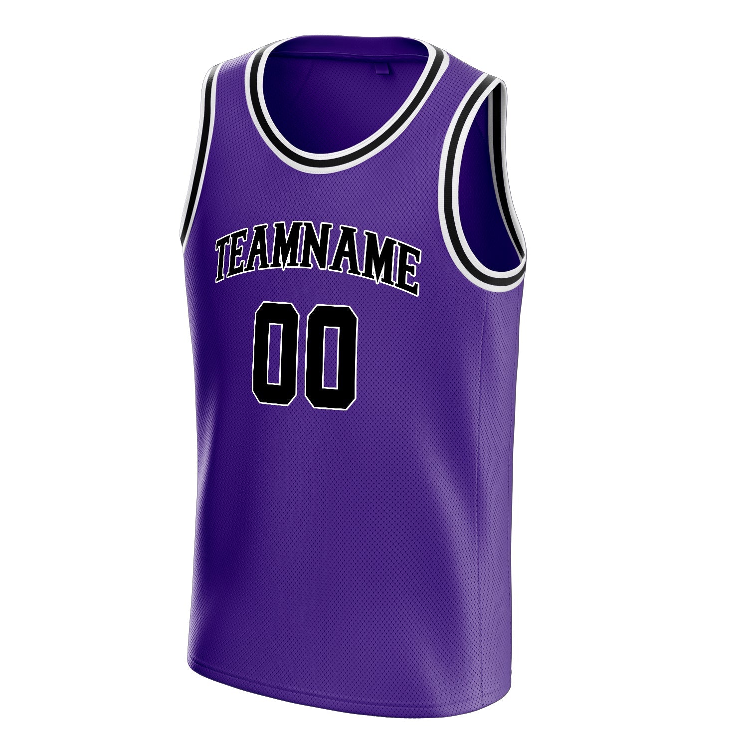 Custom Purple Black White-Pinstripe Basketball Jersey