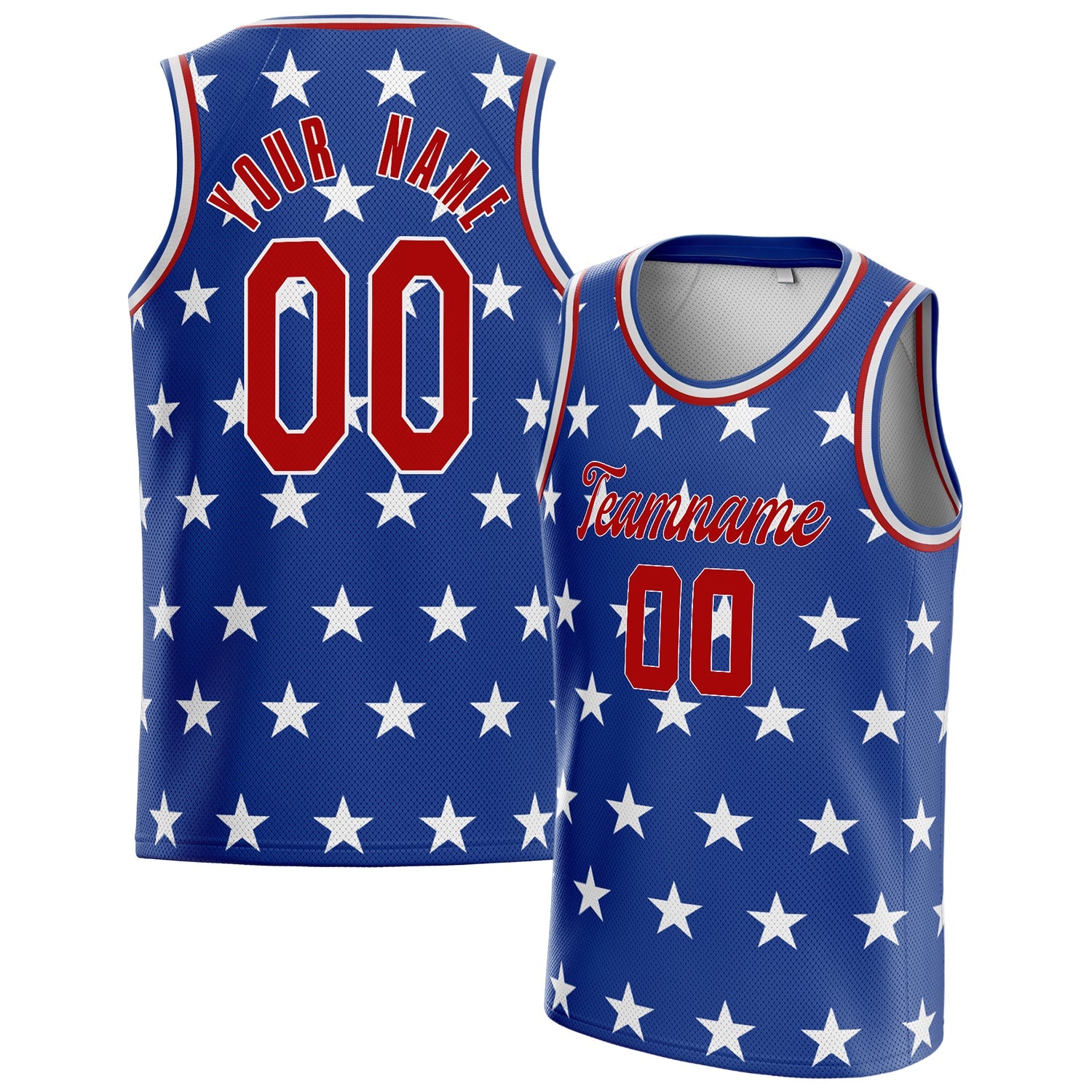 Custom Royal Red American-Flag Basketball Jersey
