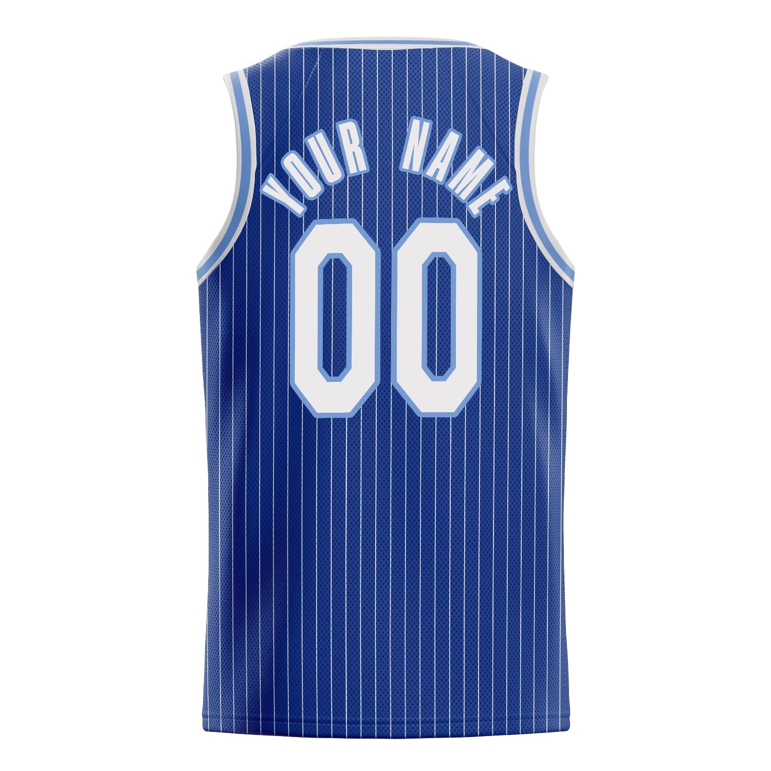 Custom Royal White White-Pinstripe Basketball Jersey