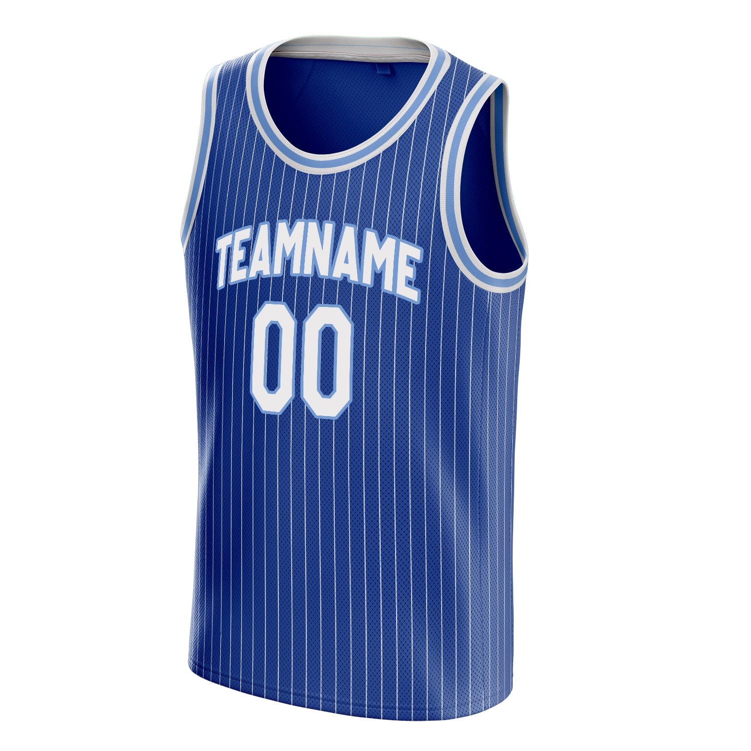 Custom Royal White White-Pinstripe Basketball Jersey