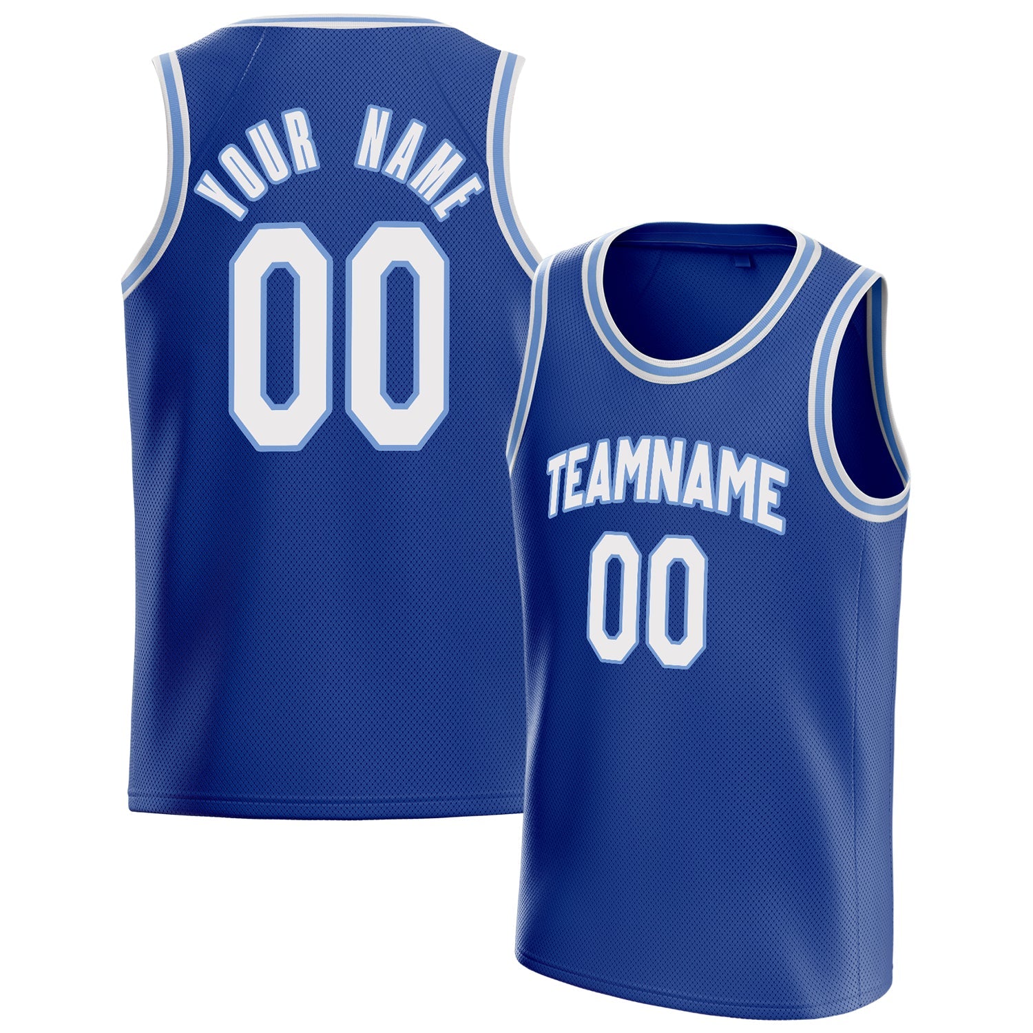 Custom Royal White Solid-Color Basketball Jersey
