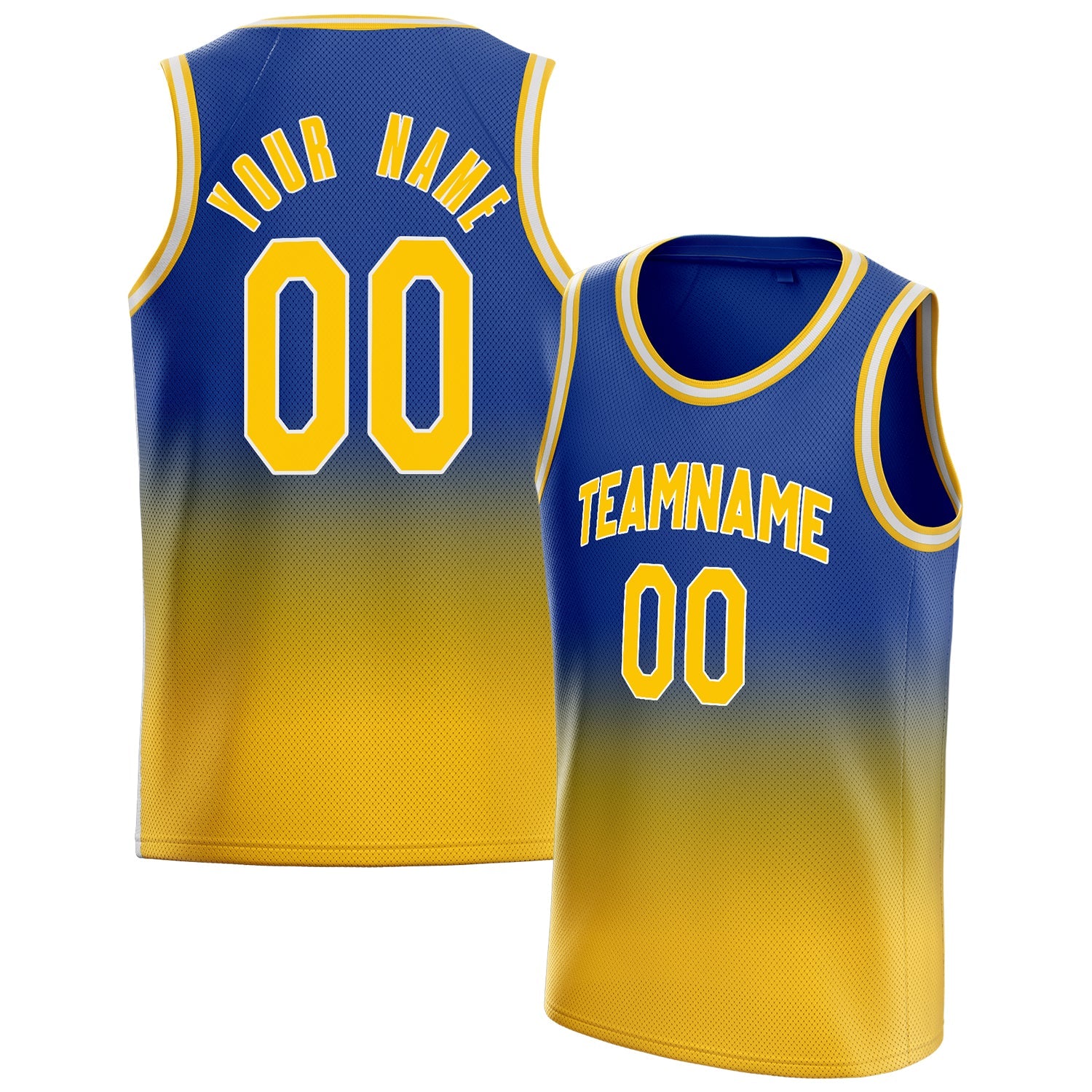 Custom Royal Gold Fade Basketball Jersey