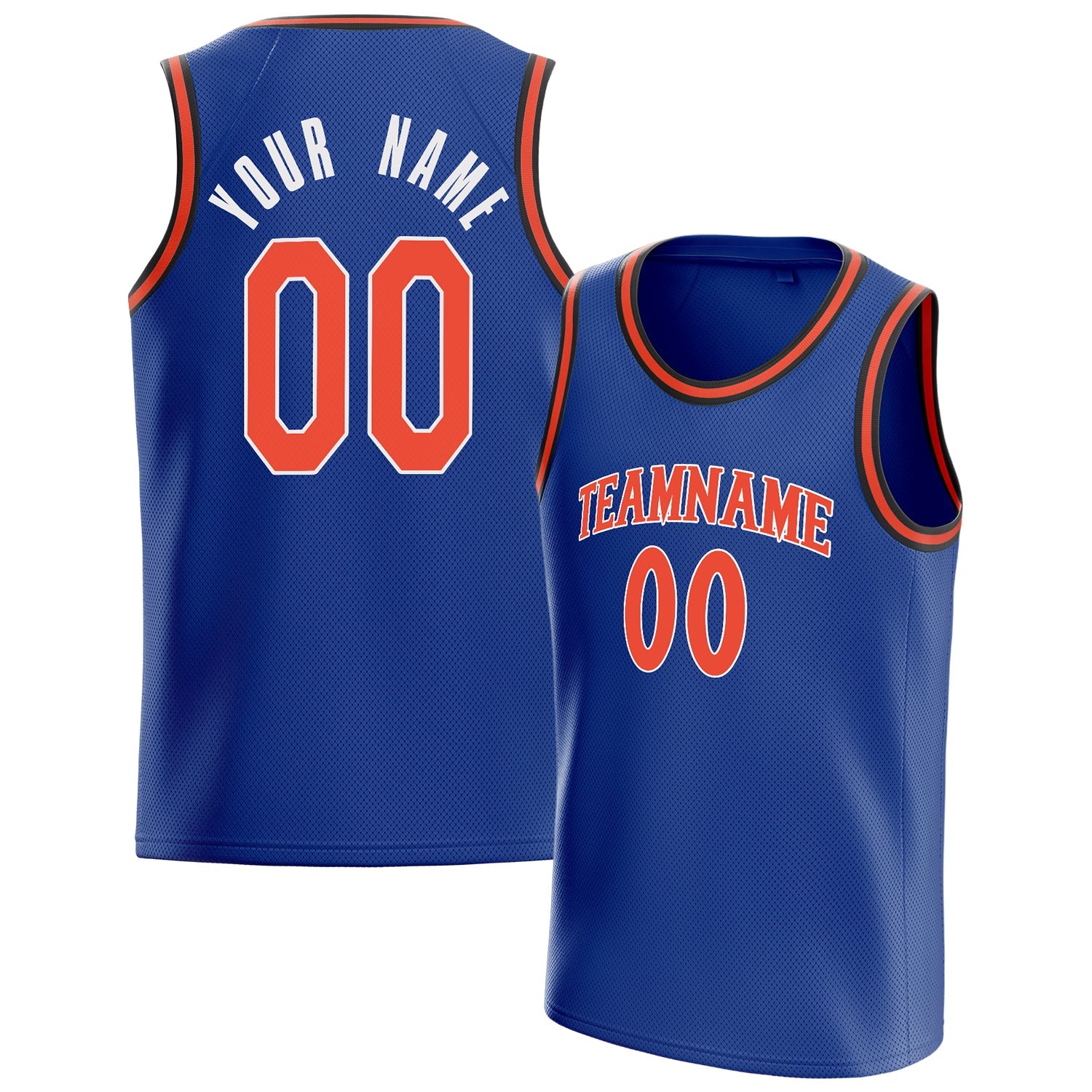 Custom Royal Orange Solid-Color Basketball Jersey