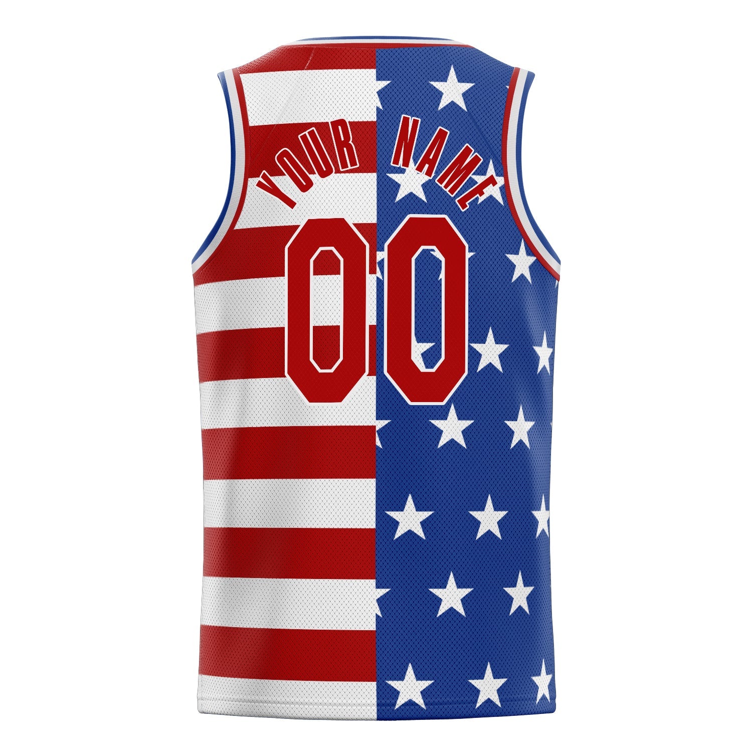 Custom Royal Red American-Flag Basketball Jersey