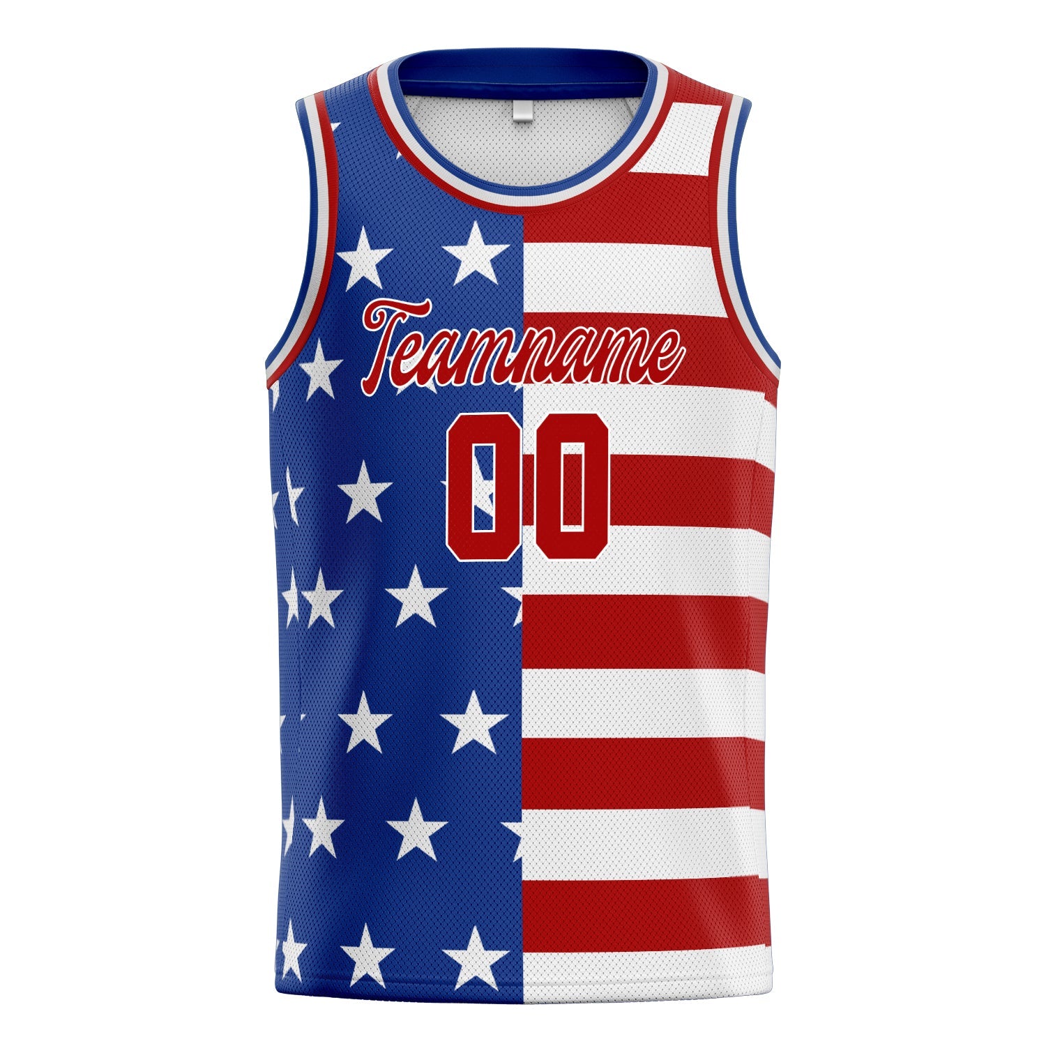 Custom Royal Red American-Flag Basketball Jersey