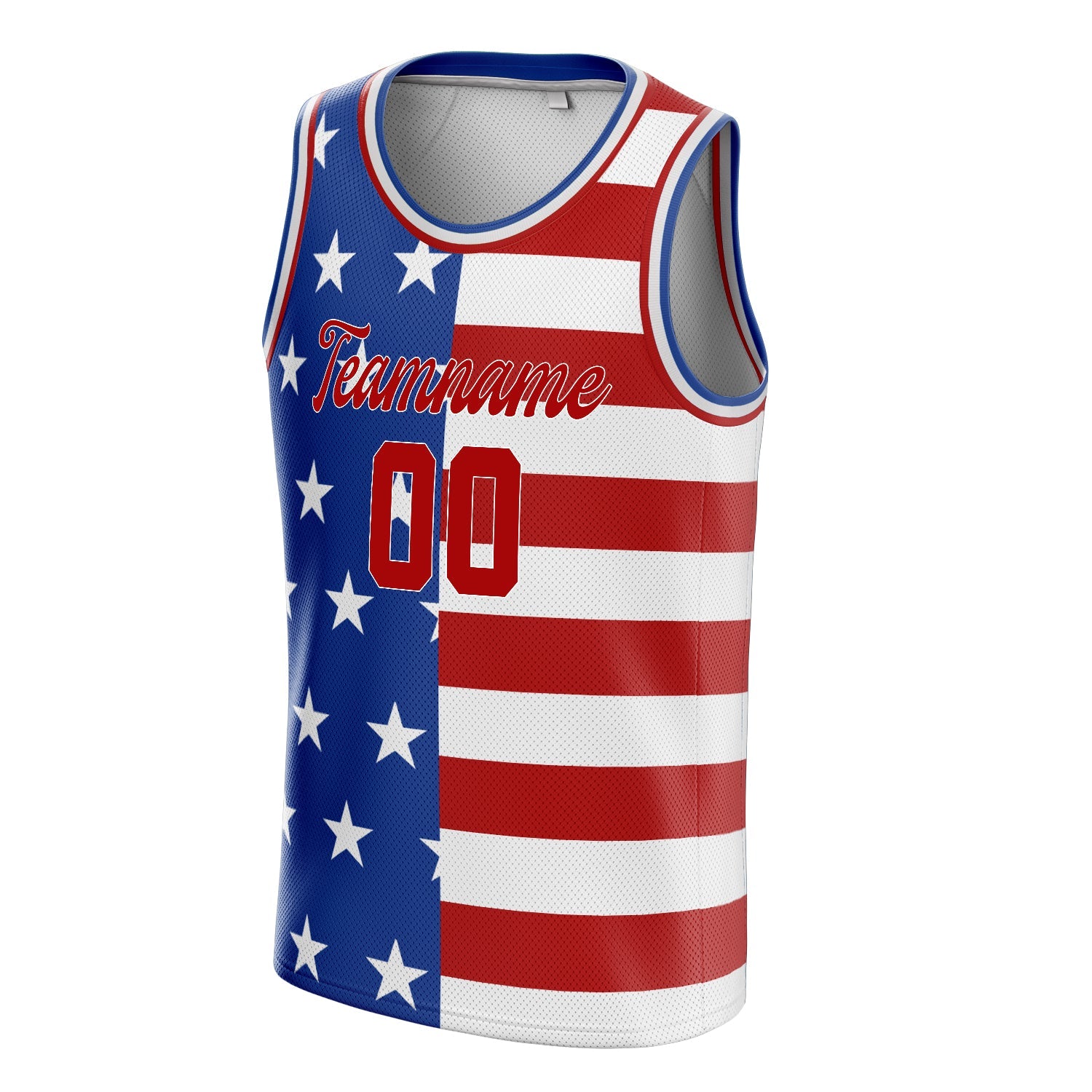 Custom Royal Red American-Flag Basketball Jersey