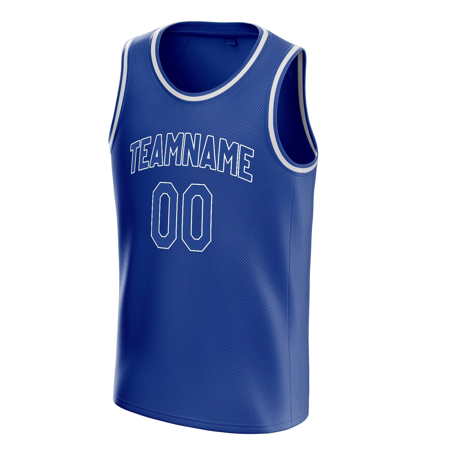 Custom Royal White Solid-Color Basketball Jersey