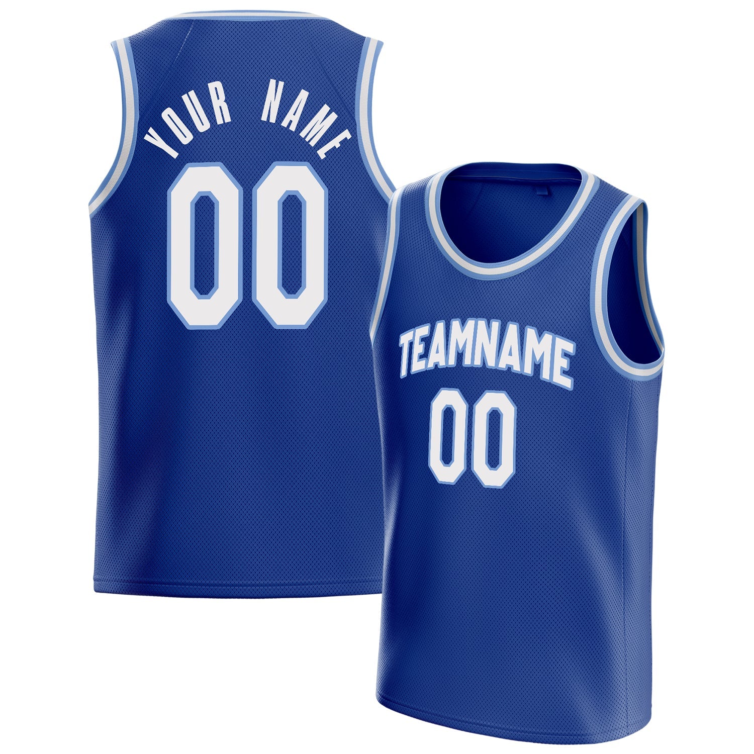 Custom Royal White Solid-Color Basketball Jersey