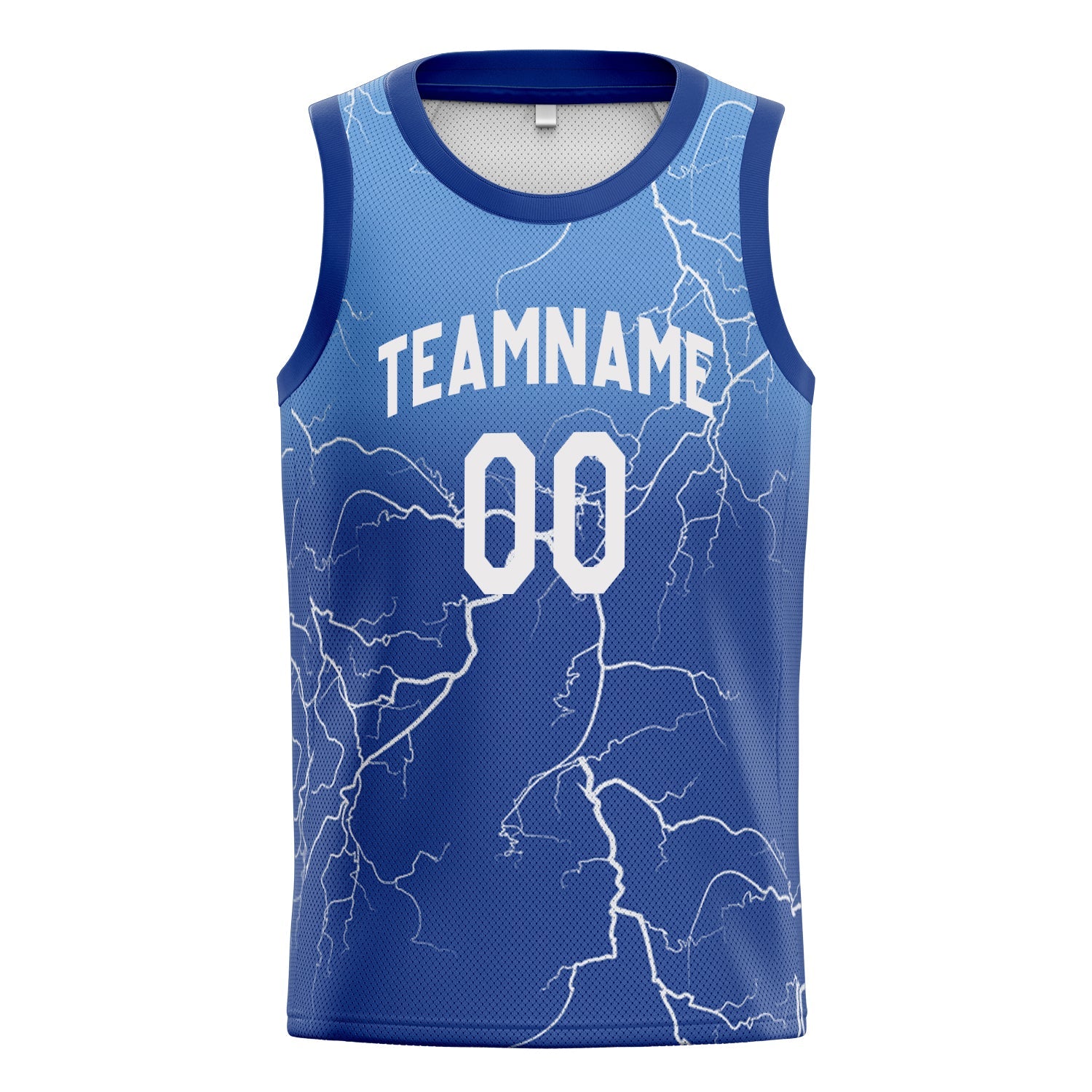 Custom Royal White Lightning Basketball Jersey