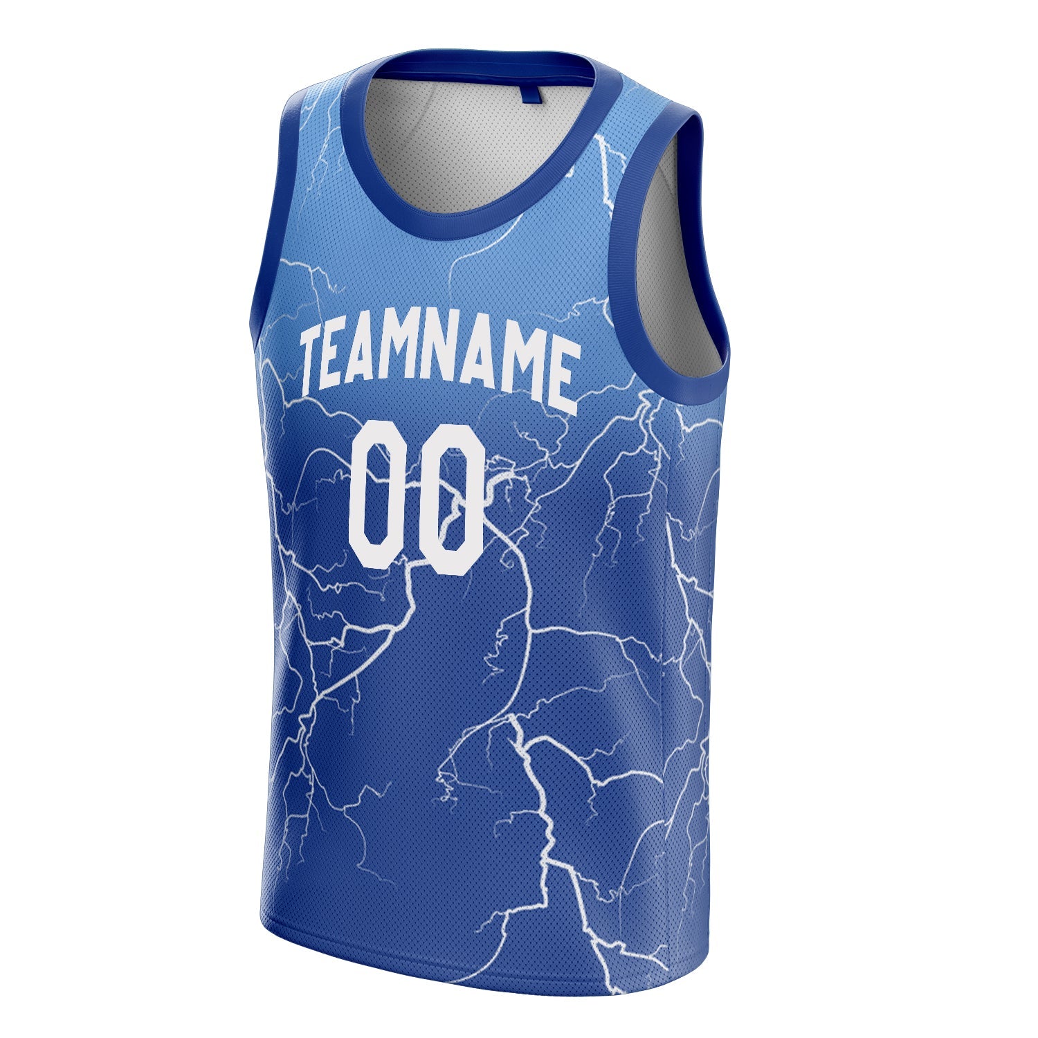 Custom Royal White Lightning Basketball Jersey
