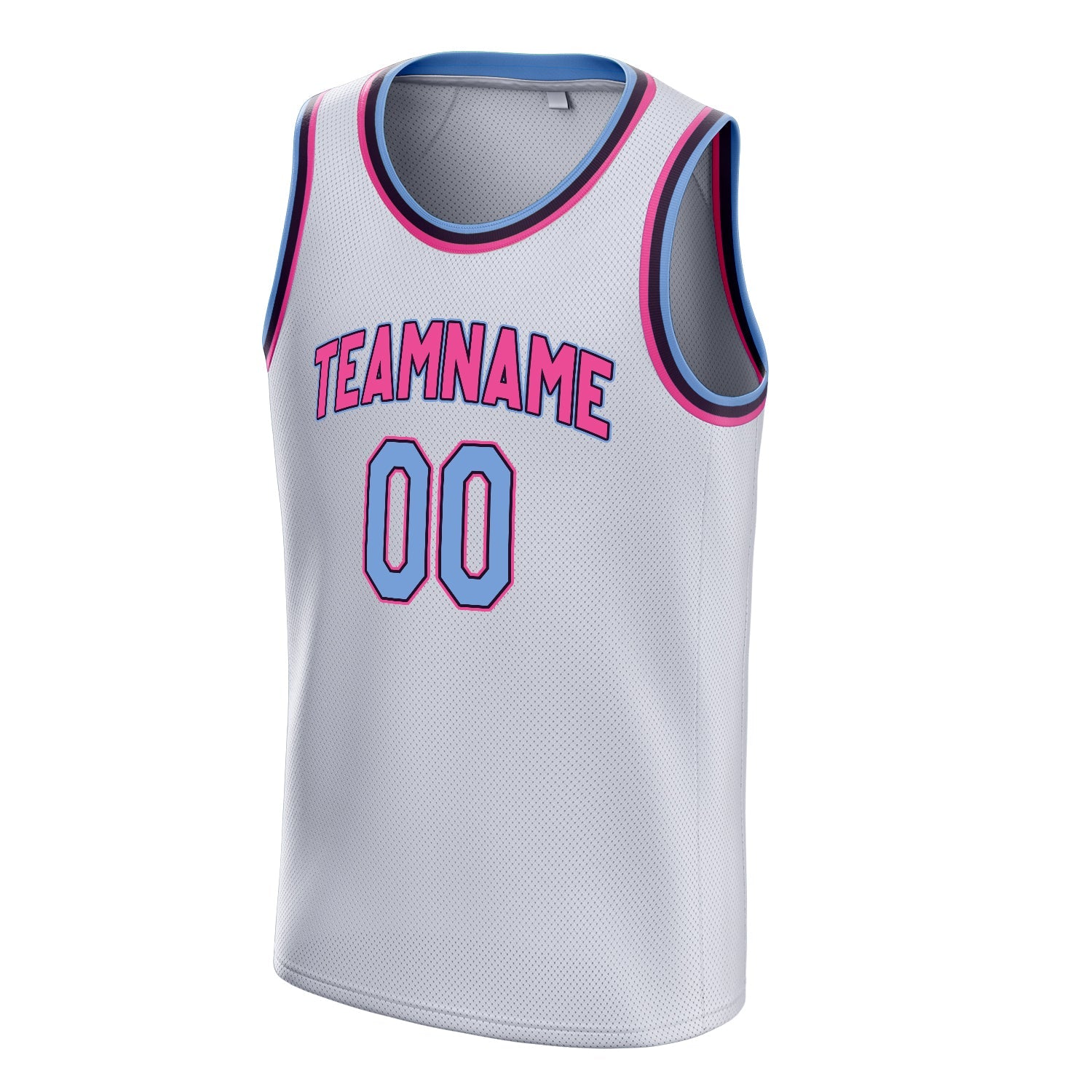Custom White Light-Blue Solid-Color Basketball Jersey